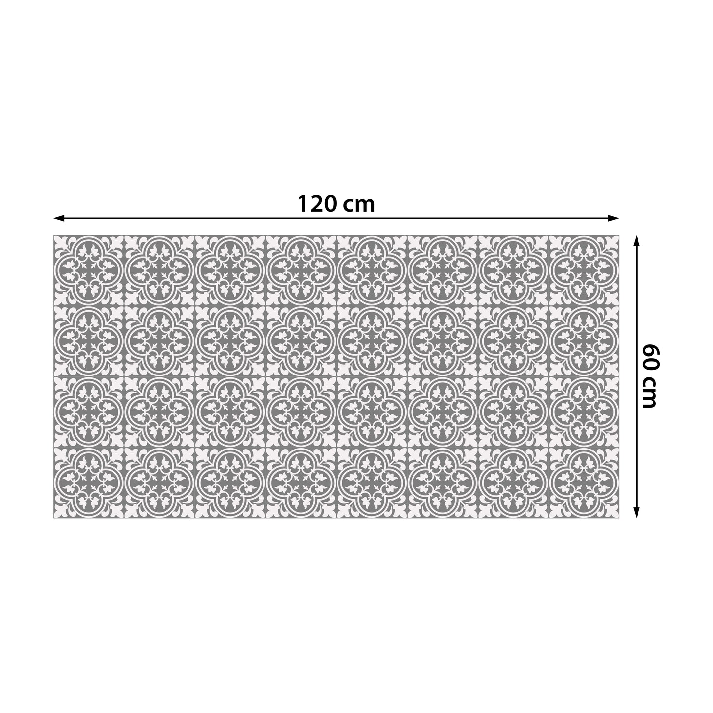 WFS6016 - Cement Antique Floral Tulip Pattern Floor Stickers 120cm x 60 cm