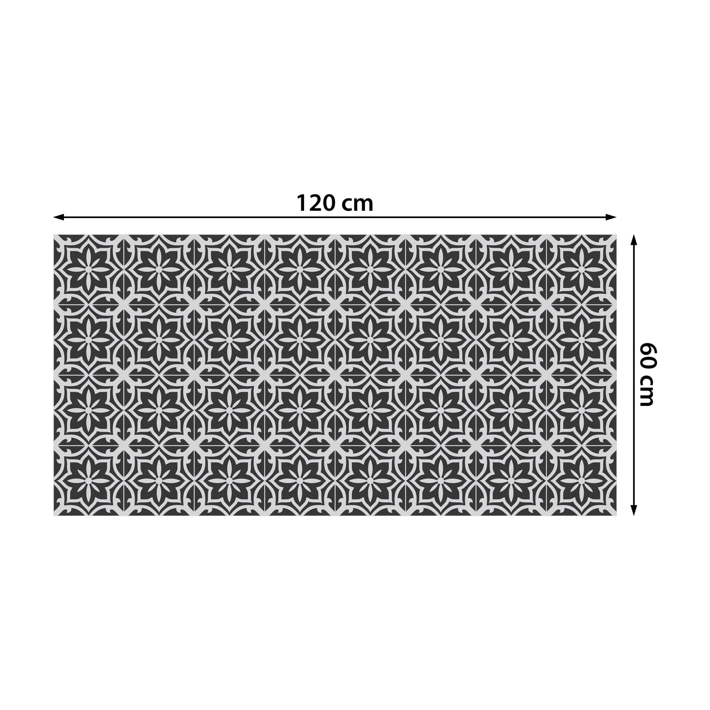 WFS6017 - Medieval Art Seamless Floral Pattern Tiles Floor Stickers 120cm x 60 cm