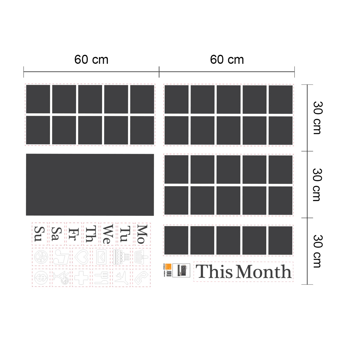 WSB9044 - Chalkboard Calendar Black