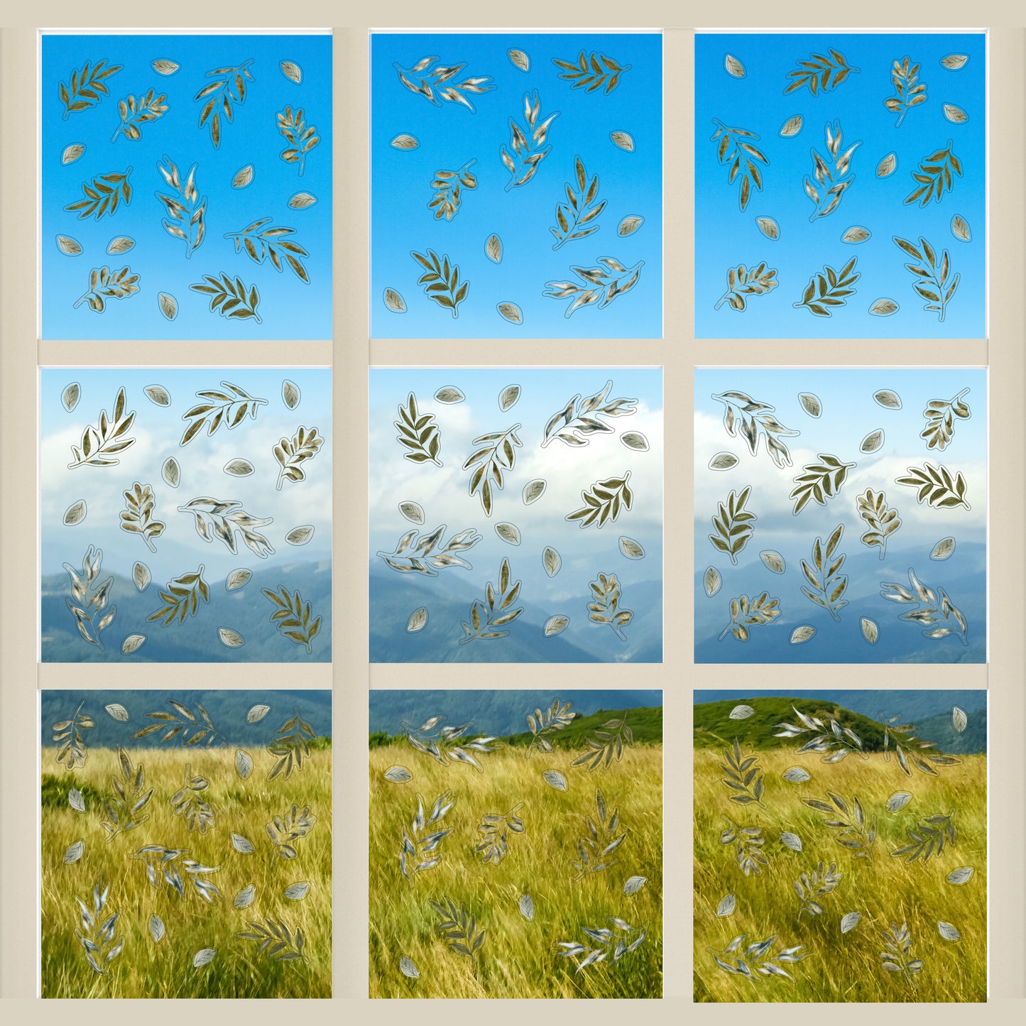 WSW3001 - Green Leaves Window Clings