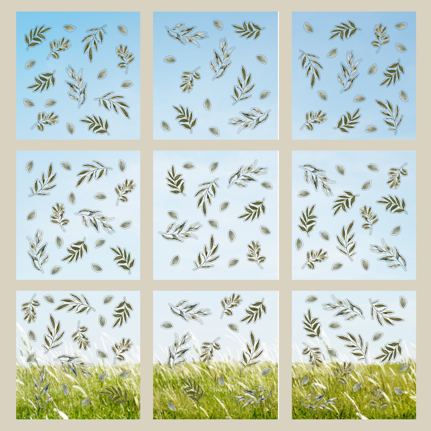 WSW3001 - Green Leaves Window Clings