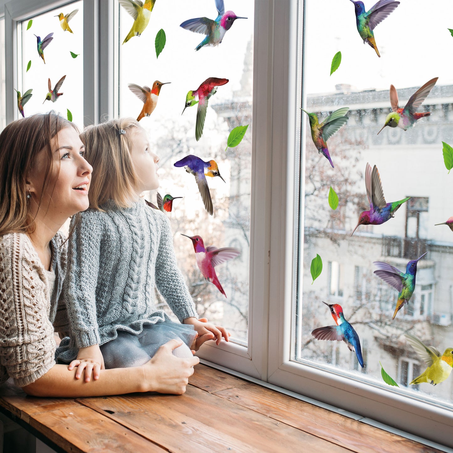 (WSW3002 x 2 PACKs) - Small Hummingbirds Window Clings