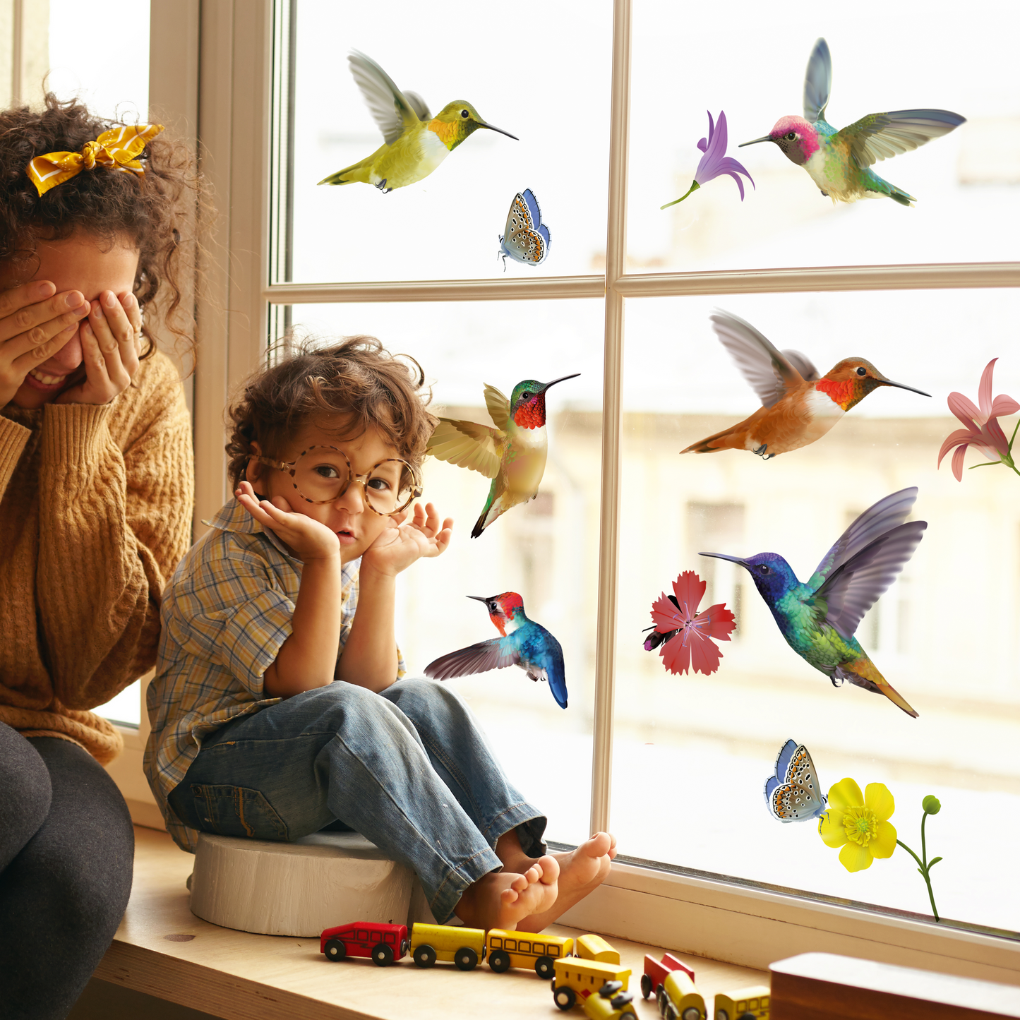 (WSW3003 x 2 PACKs) - Big Hummingbirds Window Clings
