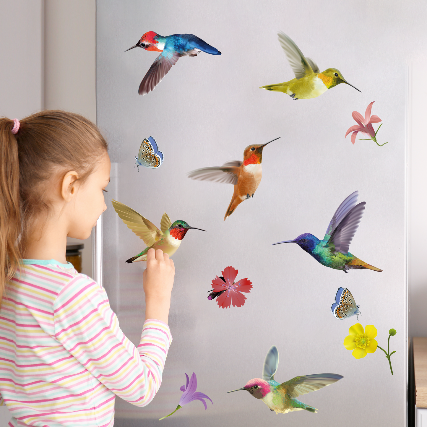 (WSW3003 x 2 PACKs) - Big Hummingbirds Window Clings