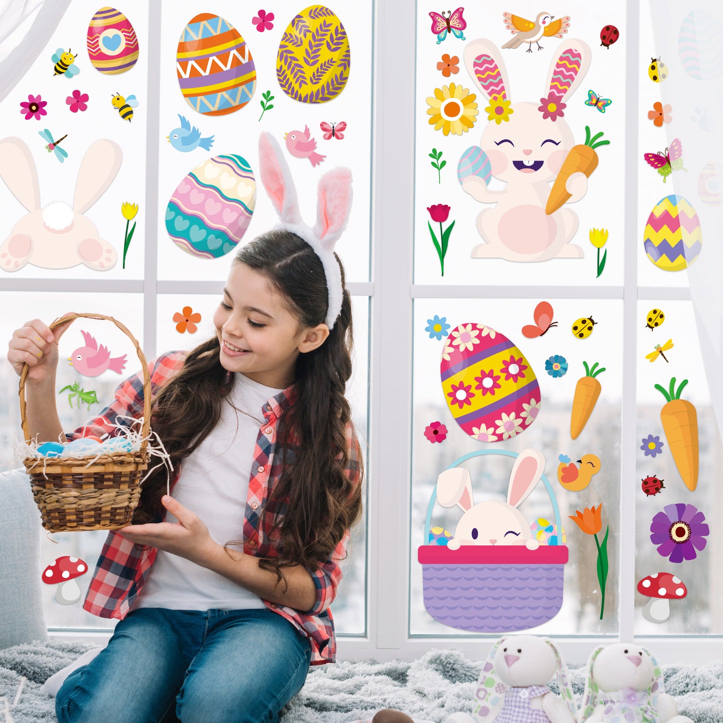 WSW6001- Happy Bunnies Easter Window Clings