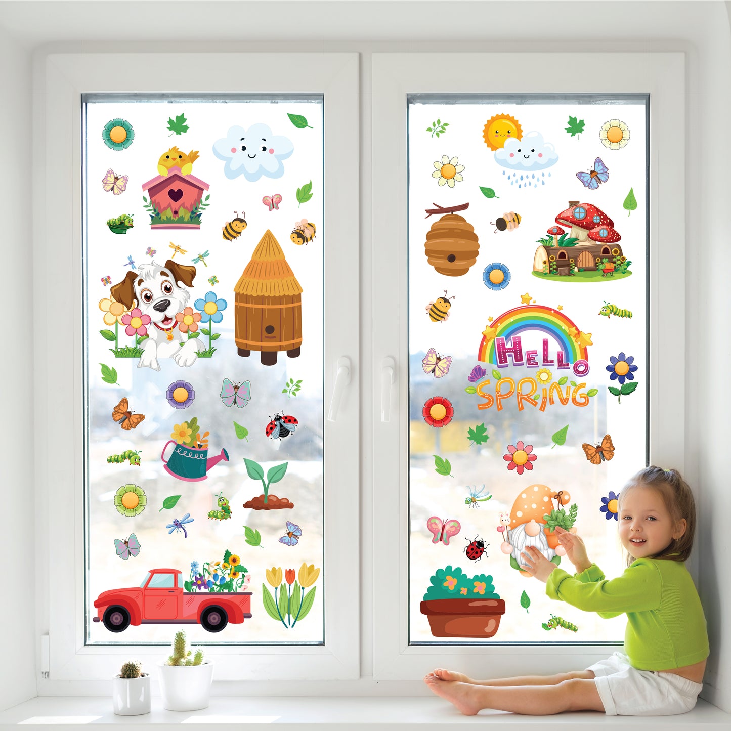 WSW6021 - Cute Spring Vector For Kids Window Clings
