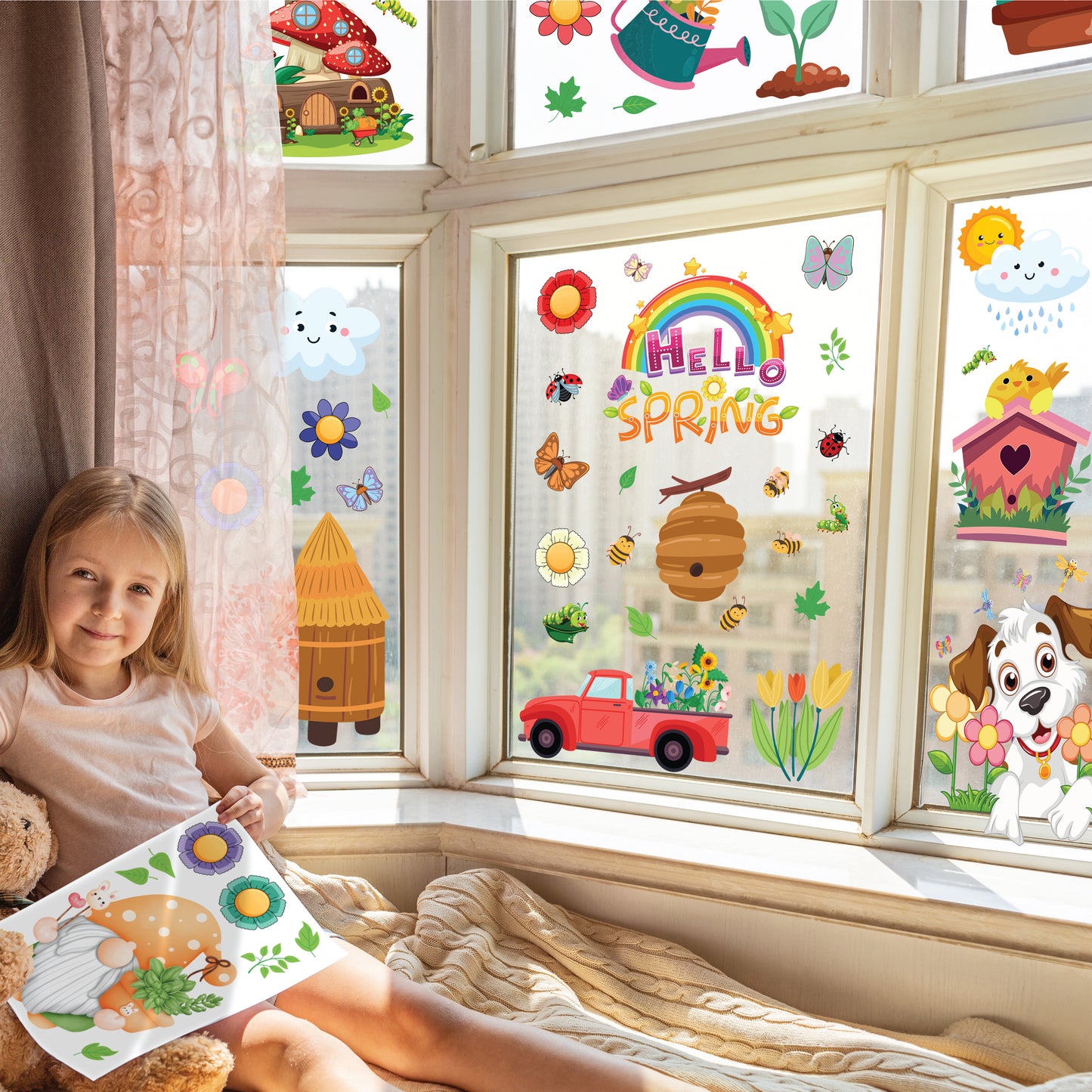 WSW6021 - Cute Spring Vector For Kids Window Clings