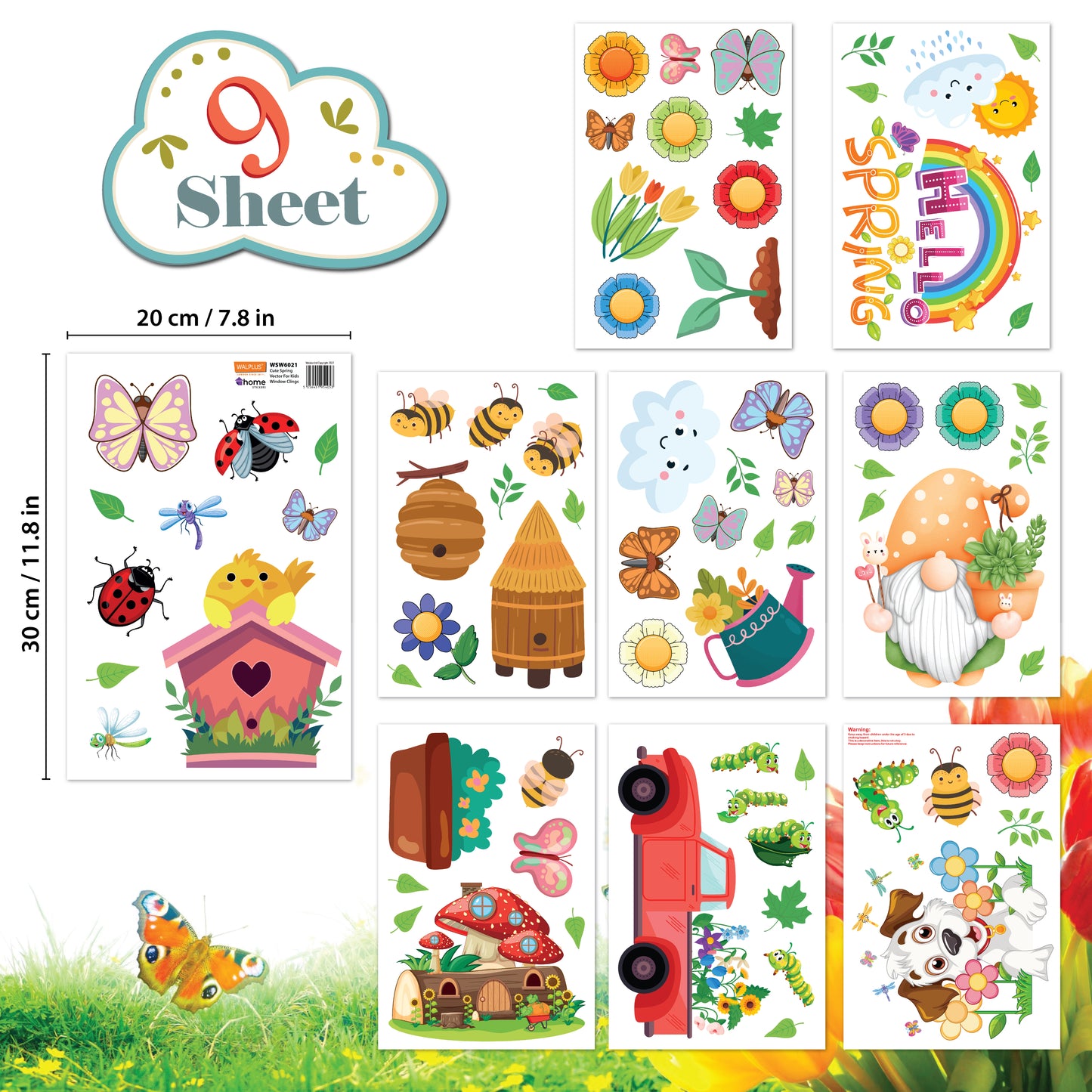 WSW6021 - Cute Spring Vector For Kids Window Clings