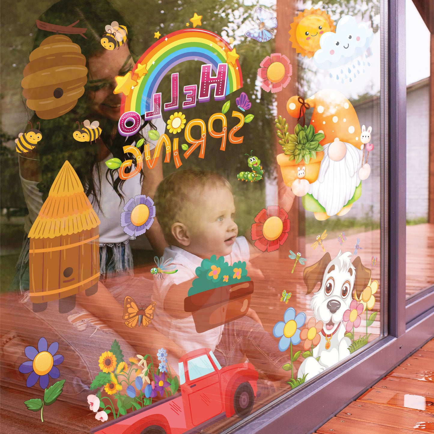 WSW6021 - Cute Spring Vector For Kids Window Clings