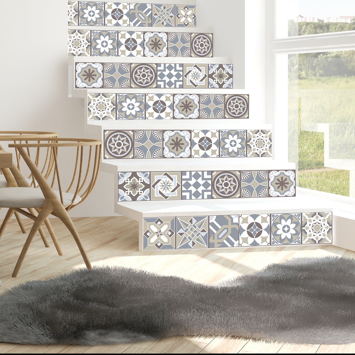 WT1502 - Limestone Spanish Tiles Wall Stickers - 15 cm x 15 cm - 24 pcs.