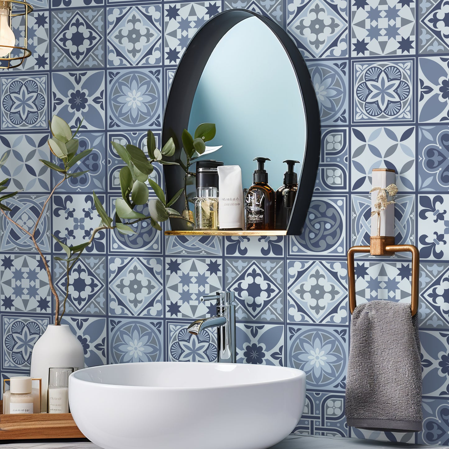 WT1503 - Lisbon Blue Tiles Wall Stickers - 15 cm x 15 cm - 24 pcs.