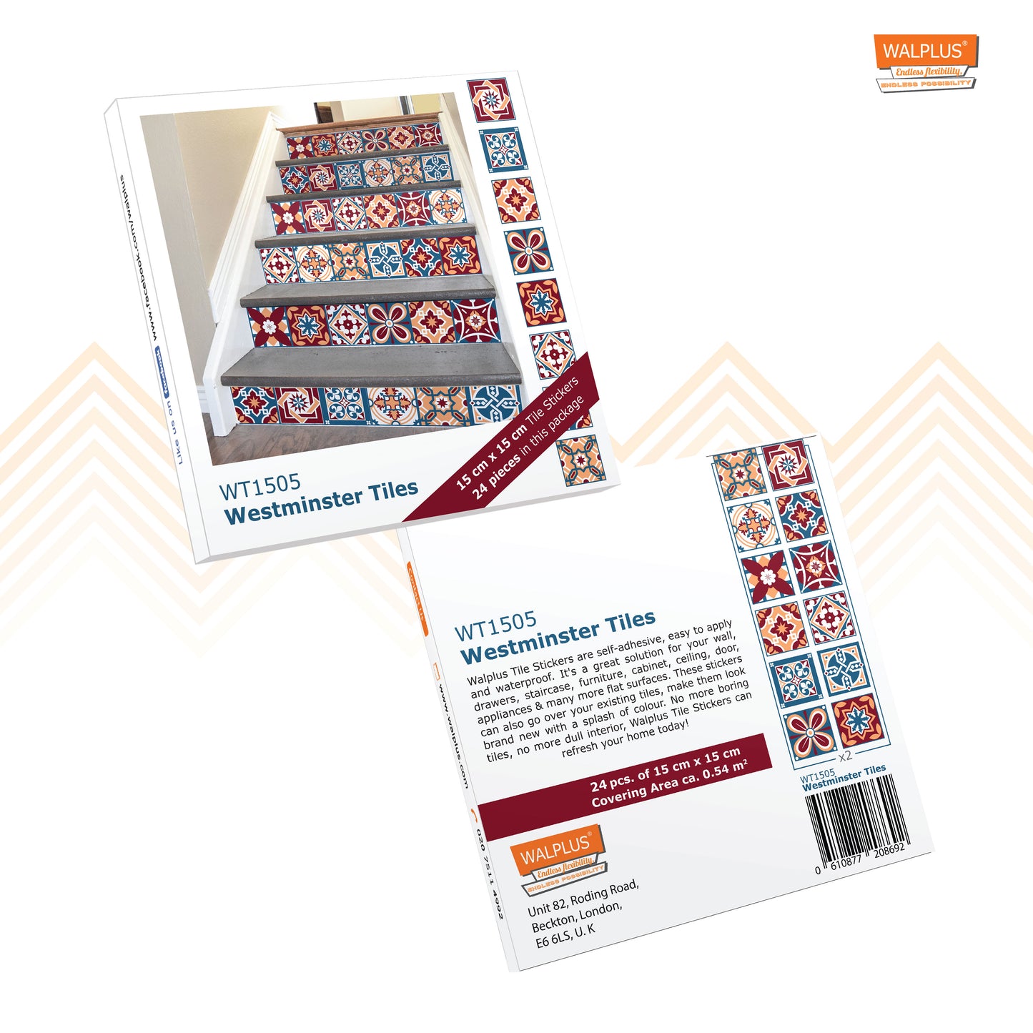 WT1505 - Westminster Tiles Wall Stickers 15 cm x 15 cm - 24 pcs.