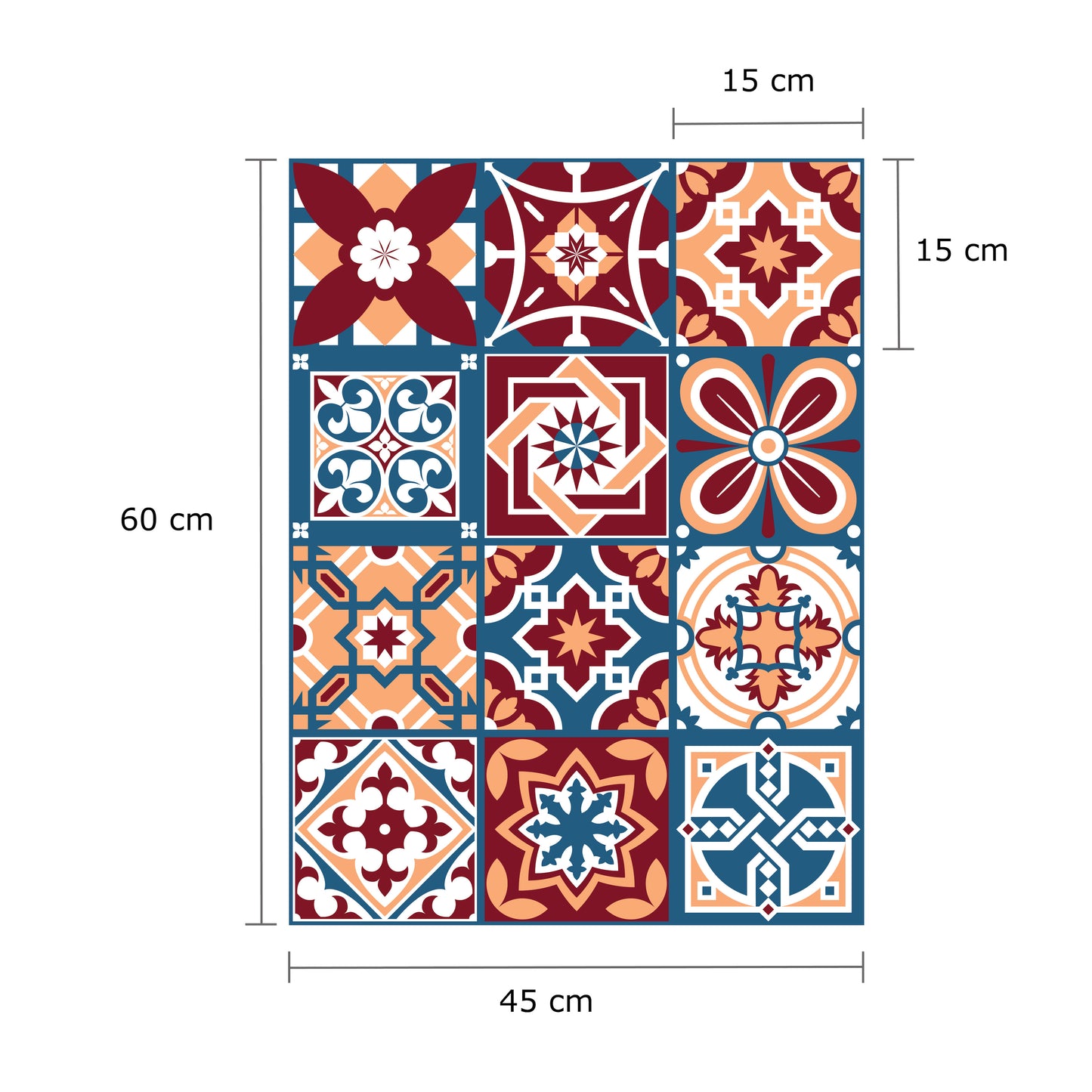 WT1505 - Westminster Tiles Wall Stickers 15 cm x 15 cm - 24 pcs.