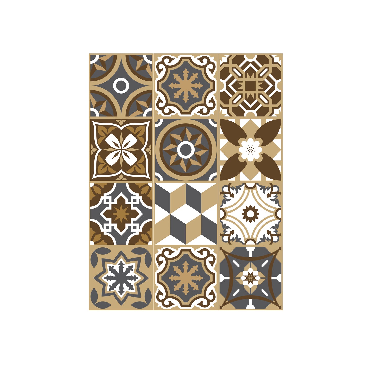 WT1506 - Dark Bronze Tiles Wall Stickers - 15 cm x 15 cm - 24 pcs.
