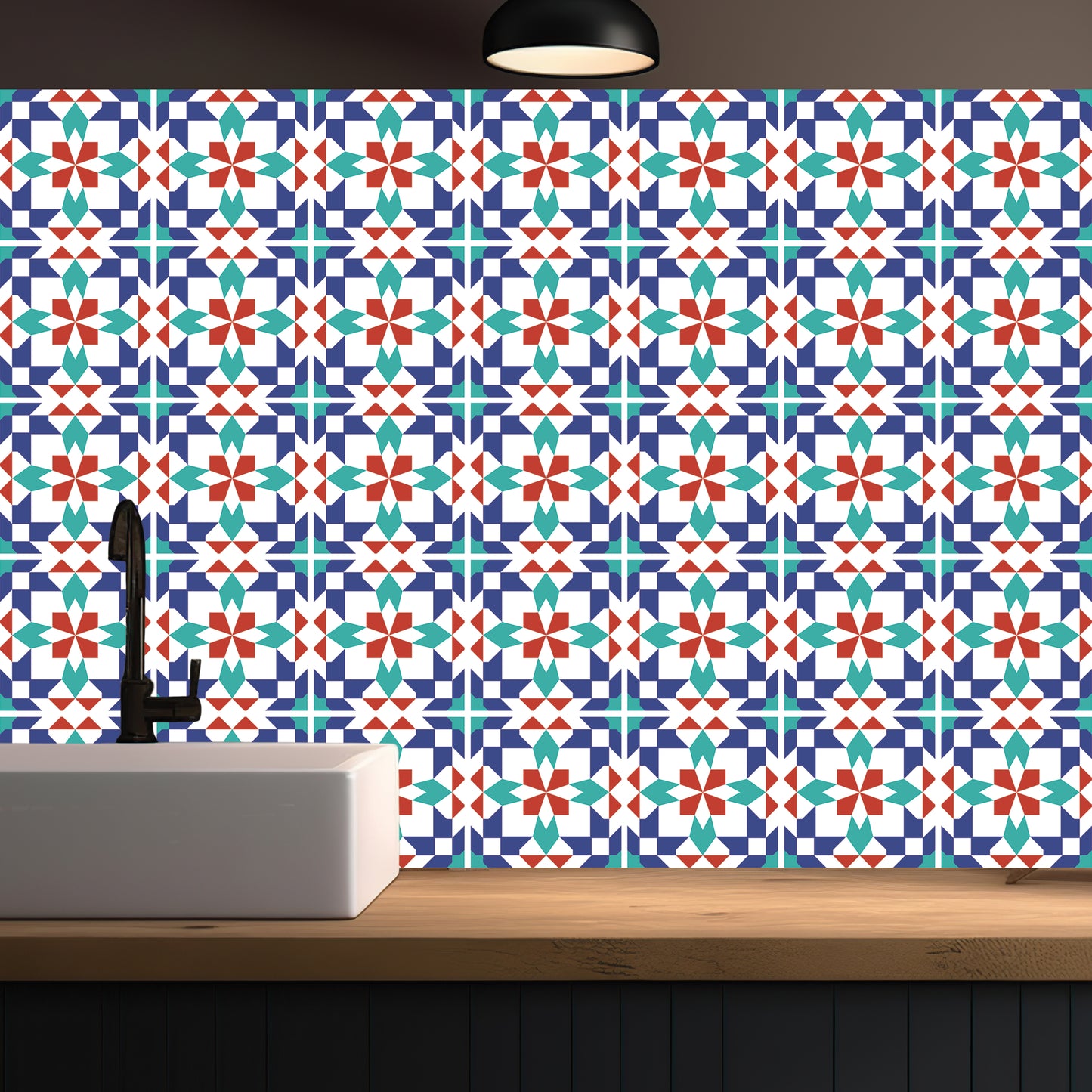 WT1508 - Marrakech Tiles Wall Stickers - 15 cm x 15 cm - 24 pcs.