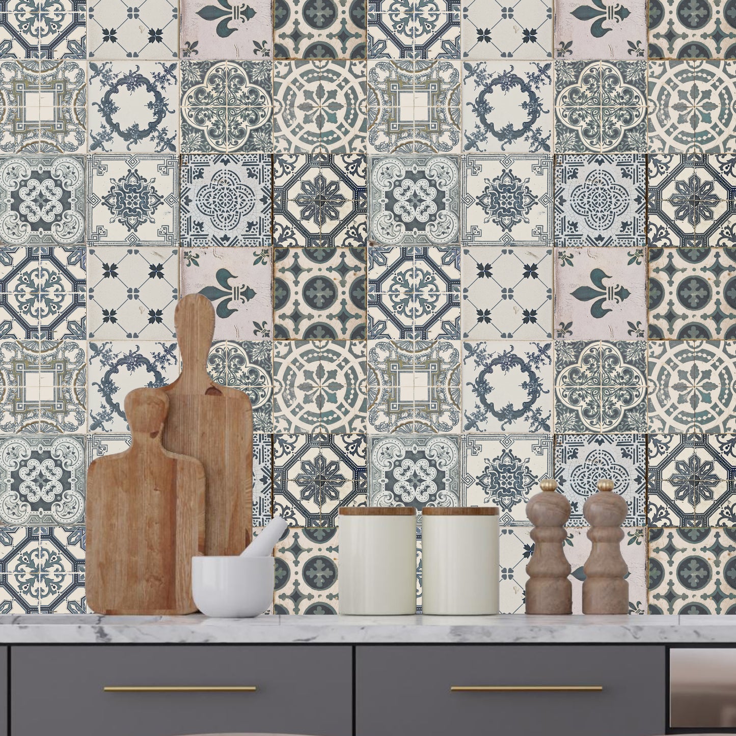 WT1512 - Vintage Azulejo Tiles Wall Stickers - 15 x 15 cm - 24 pcs.