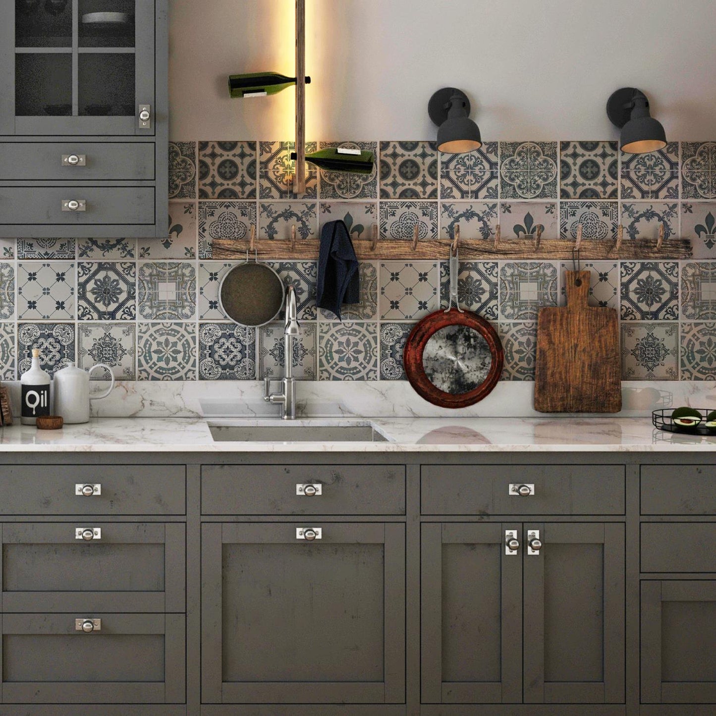WT1512 - Vintage Azulejo Tiles Wall Stickers - 15 x 15 cm - 24 pcs.