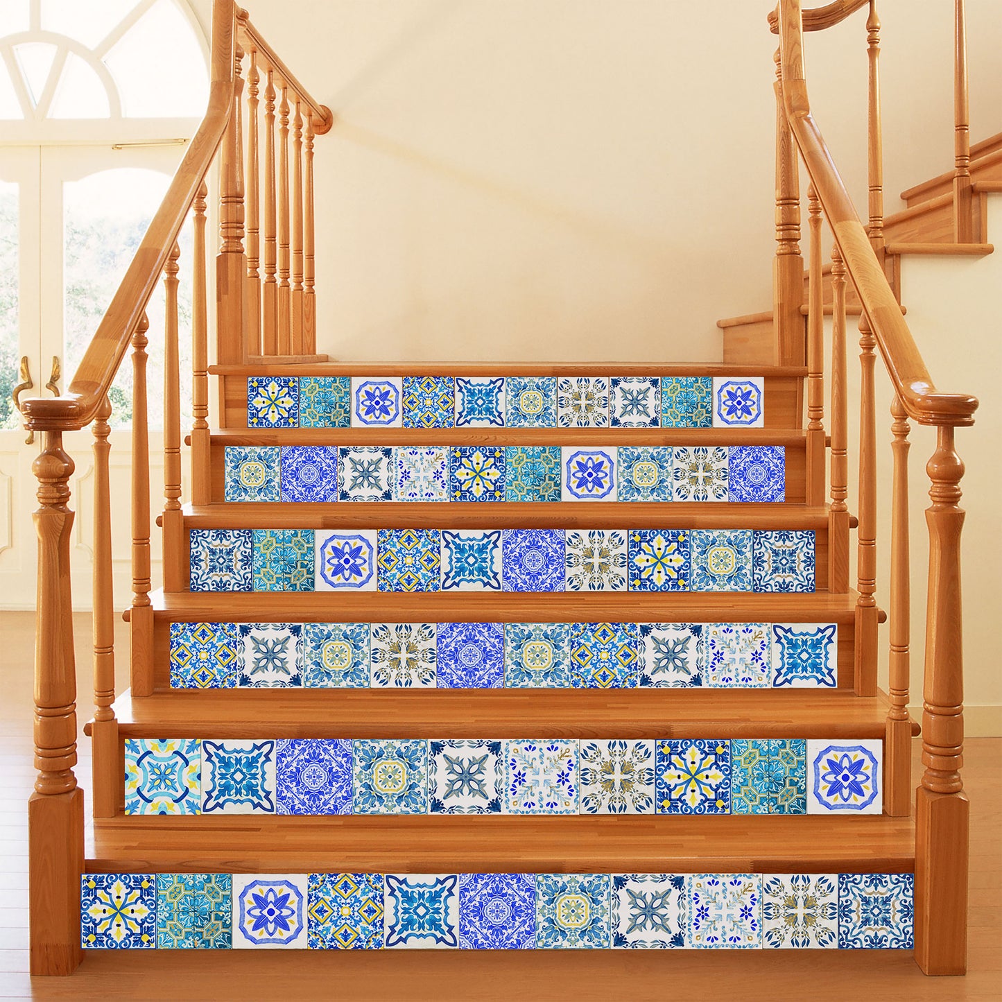 WT1519 - Mediterranean Sky Classic Blue Mosaic Tile Sticker - 15 cm x 15 cm - 24 pcs