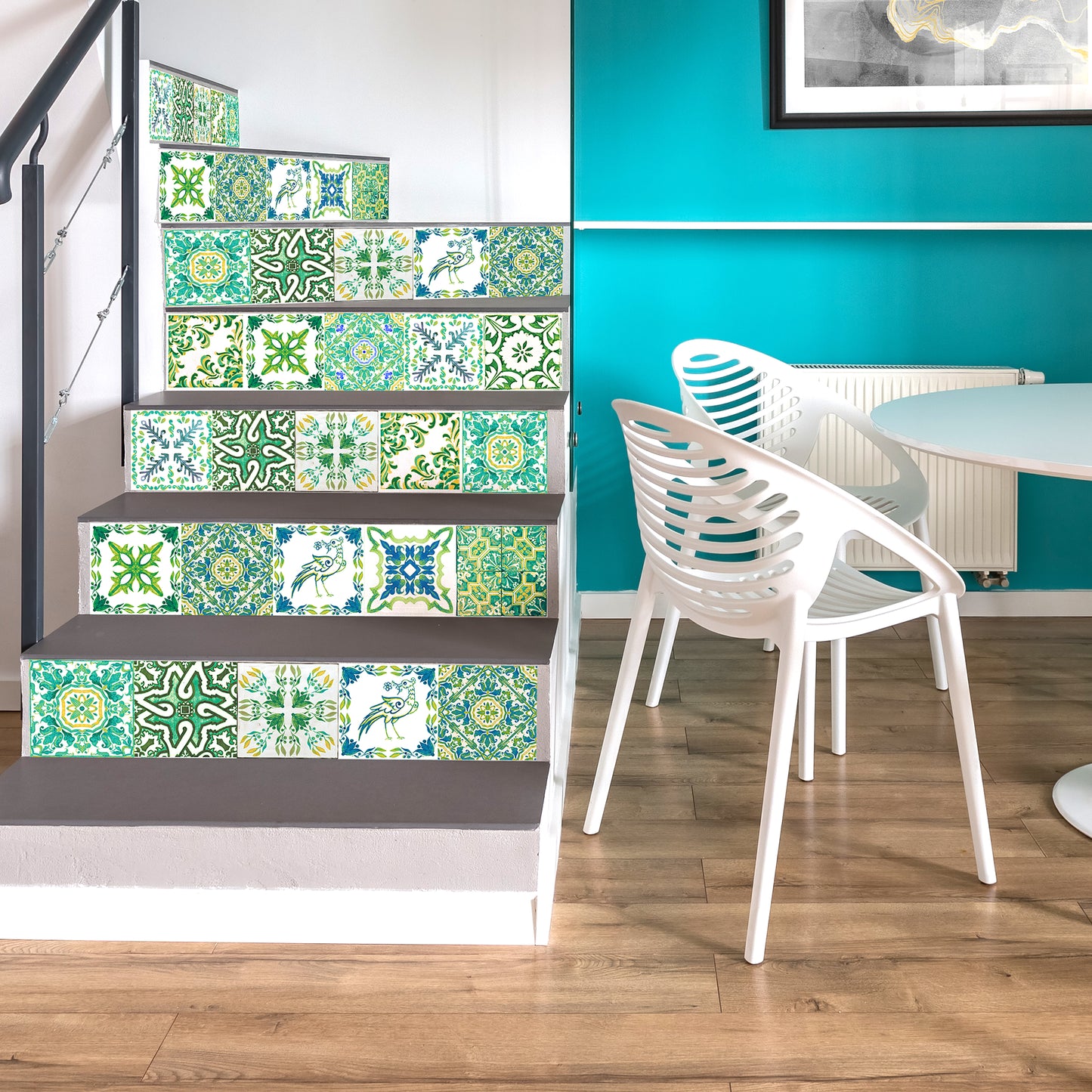 WT1520 - Turkish Green Mosaic Tile Sticker - 15 cm x 15 cm - 24 pcs