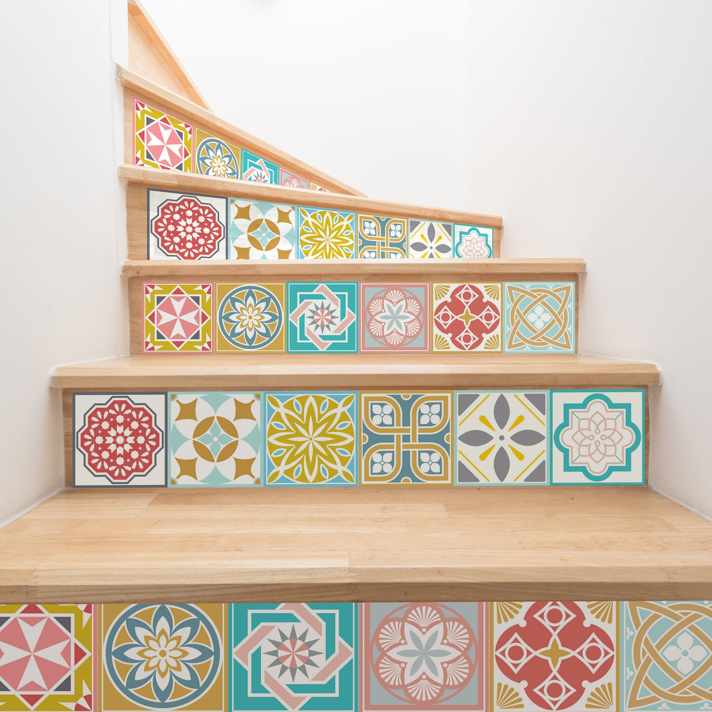 WT1521 Malia Colourful Tiles Mix Wall Stickers - 15 cm x 15 cm - 24 pcs.