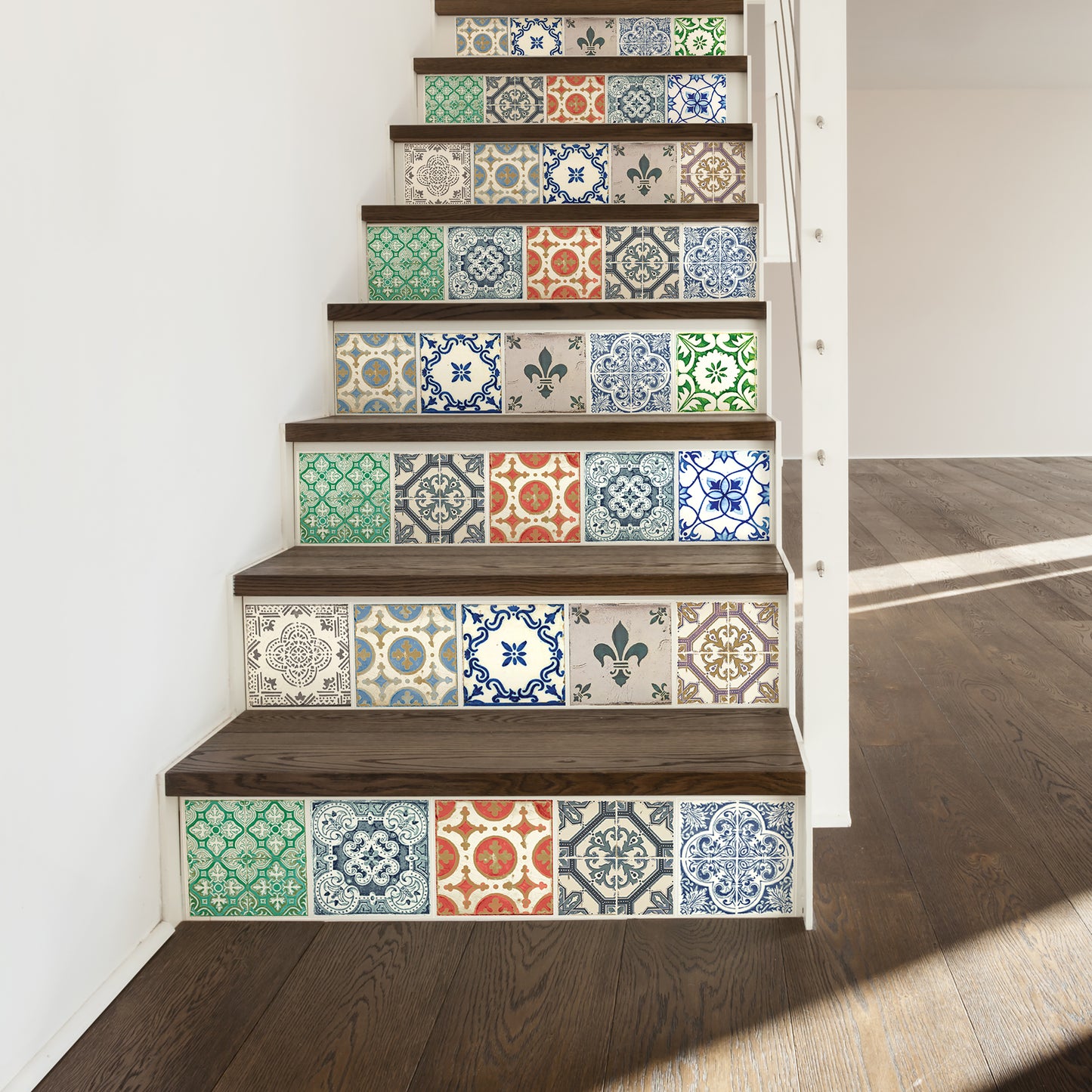 WT1522 Vintage Porcelain Tiles Mix Wall Stickers - 15 cm x 15 cm - 24 pcs.
