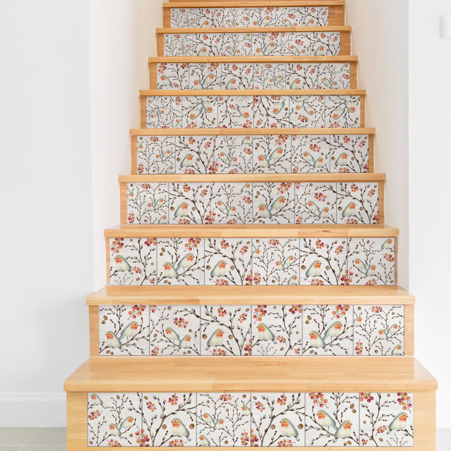 WT1525 Ode To The Robin Redbreast Tiles Mix Wall Stickers - 15 cm x 15 cm - 24 pcs.