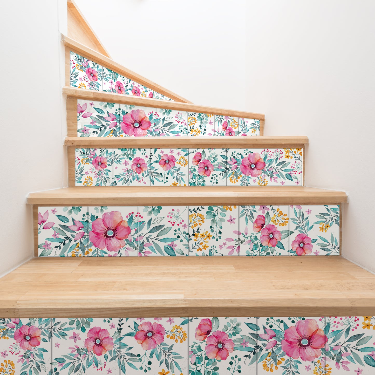 WT1526 Sweet Spring Bouquet Tiles Mix Wall Stickers - 15 cm x 15 cm - 24 pcs.