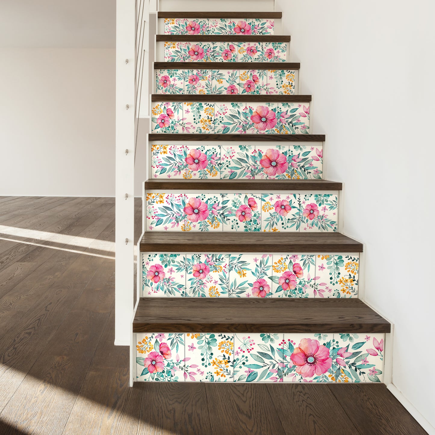 WT1526 Sweet Spring Bouquet Tiles Mix Wall Stickers - 15 cm x 15 cm - 24 pcs.