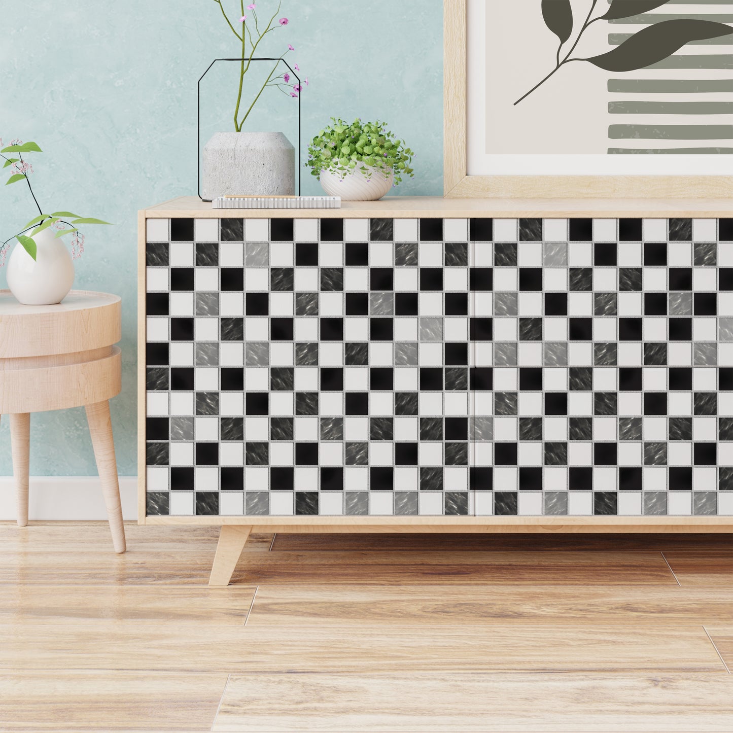 WT1530 - Small Marble Mosaic Tiles Wall Stickers - 15 cm x 15 cm - 24 pcs.