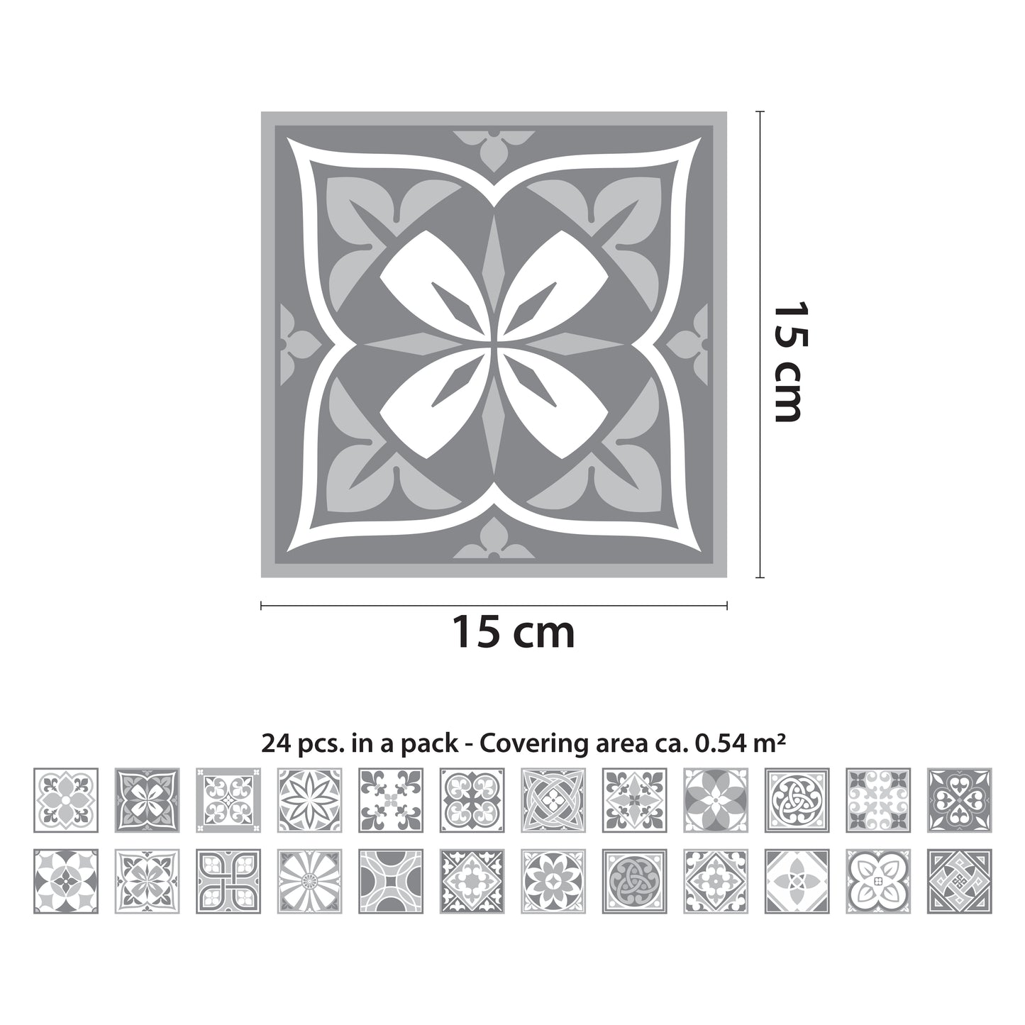 WT1531 - Purbeck Stone Tiles Wall Stickers - 15 cm x 15 cm - 24 pcs.