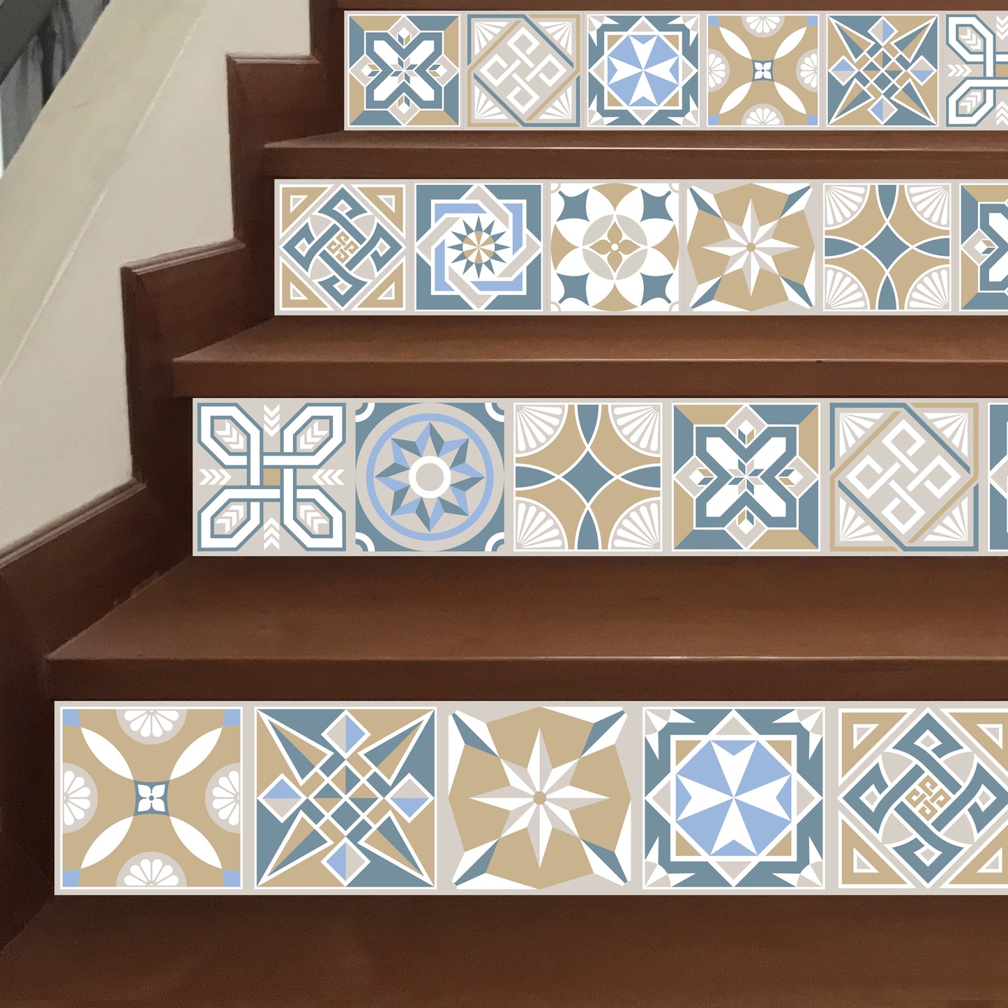 WT1532 - Lyon Encaustic Tiles Wall Stickers - 15 cm x 15 cm - 24 pcs.
