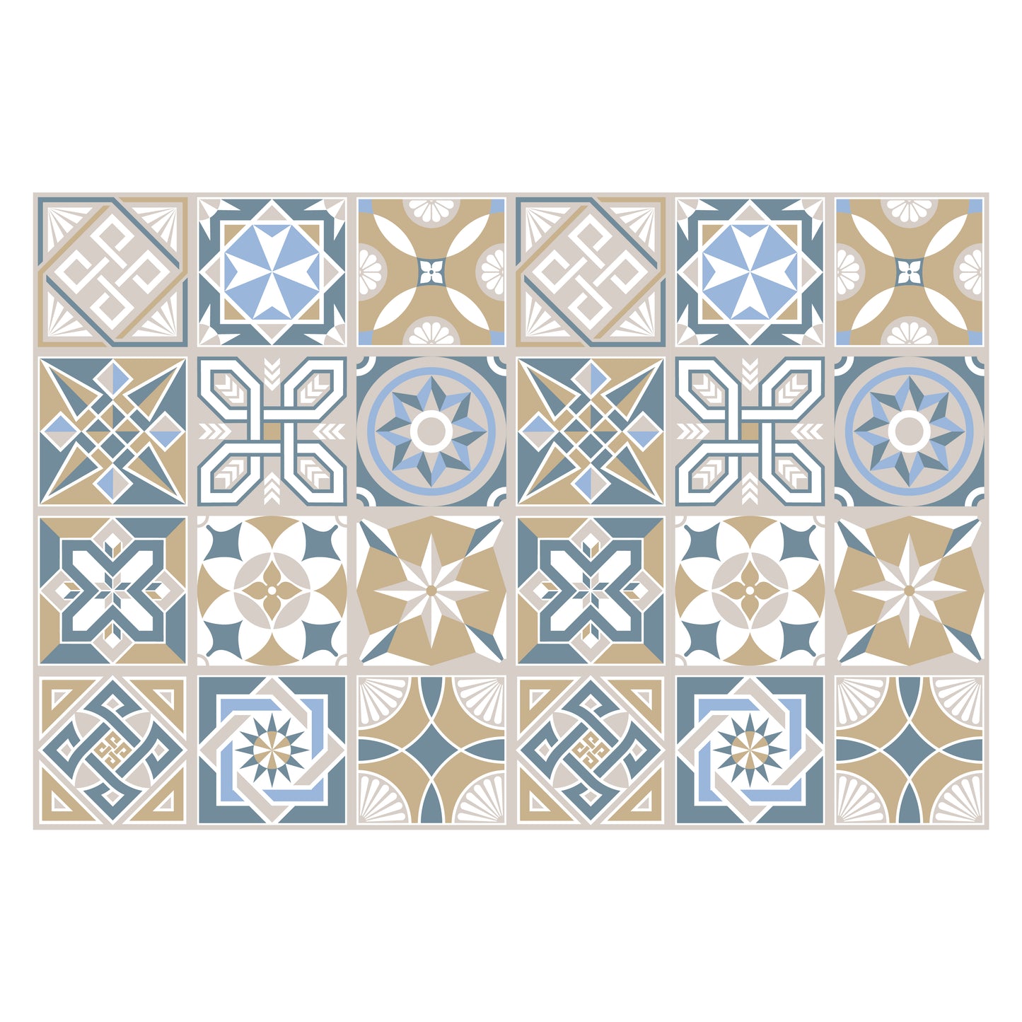 WT1532 - Lyon Encaustic Tiles Wall Stickers - 15 cm x 15 cm - 24 pcs.