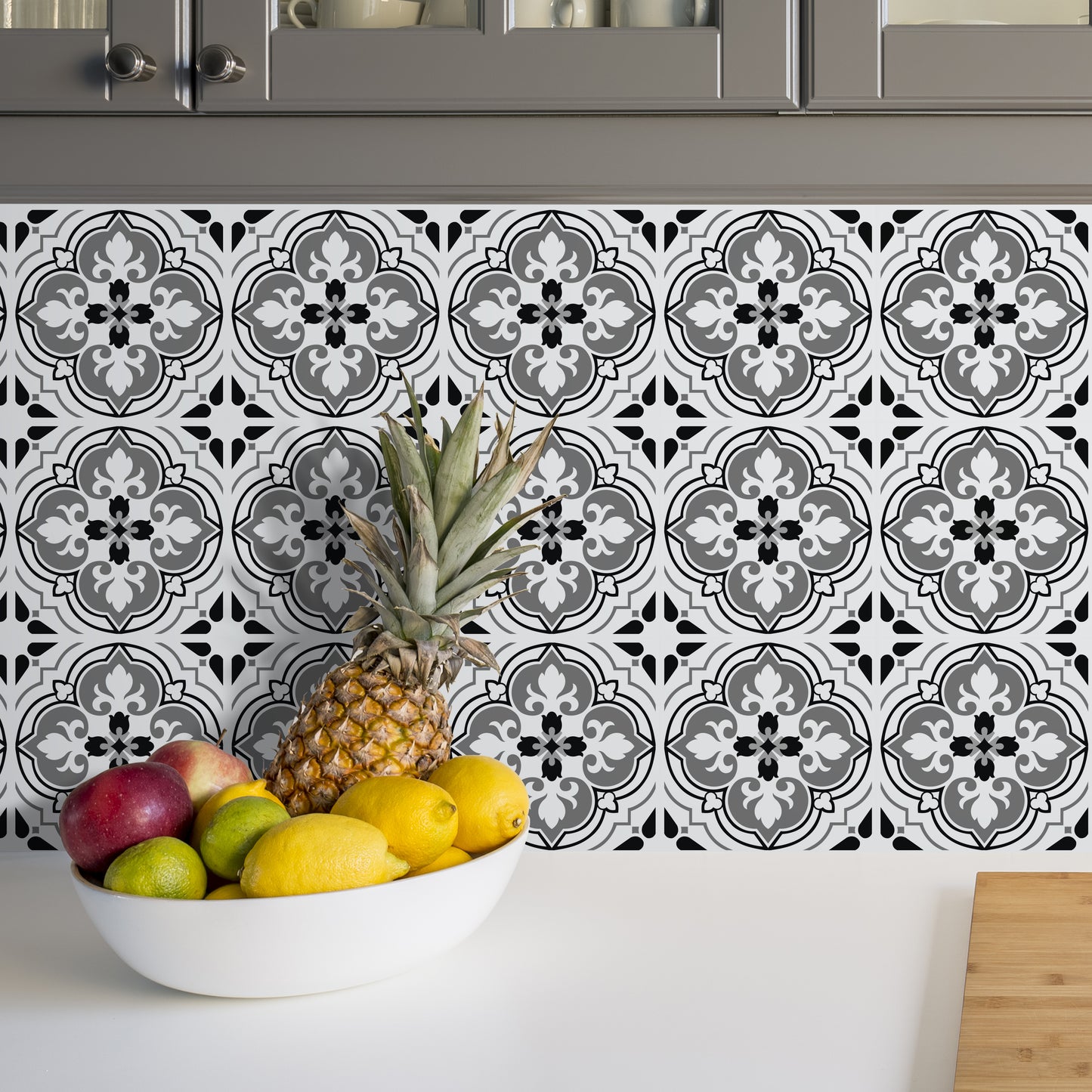 WT1540 - Seamless Antique Floral Tiles Design Wall Stickers Set 2 - 15 x 15 cm (6 x 6 inches) - 24 pcs