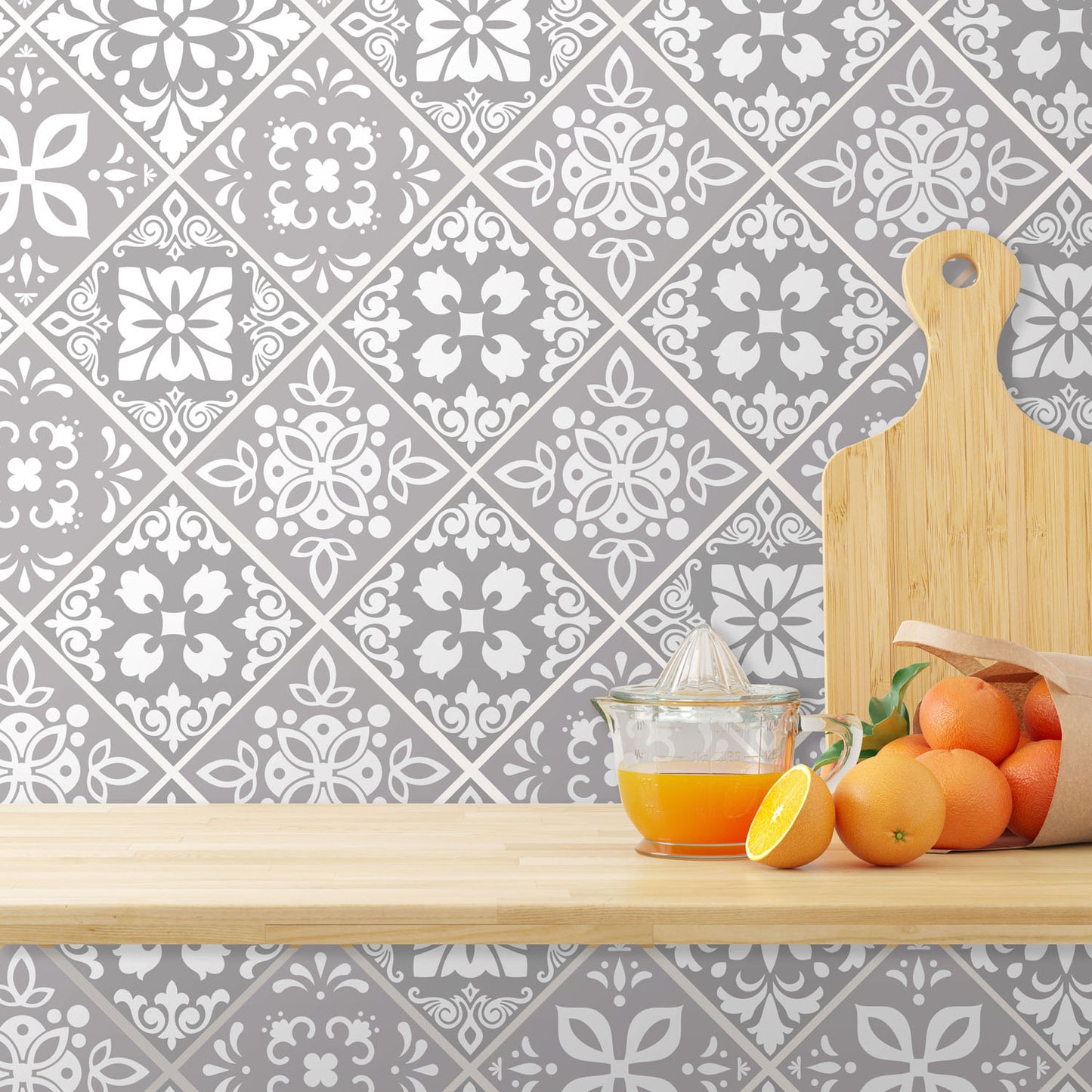 WT1556Y - Two Tone Grey Color Tile STicker - 24 pcs