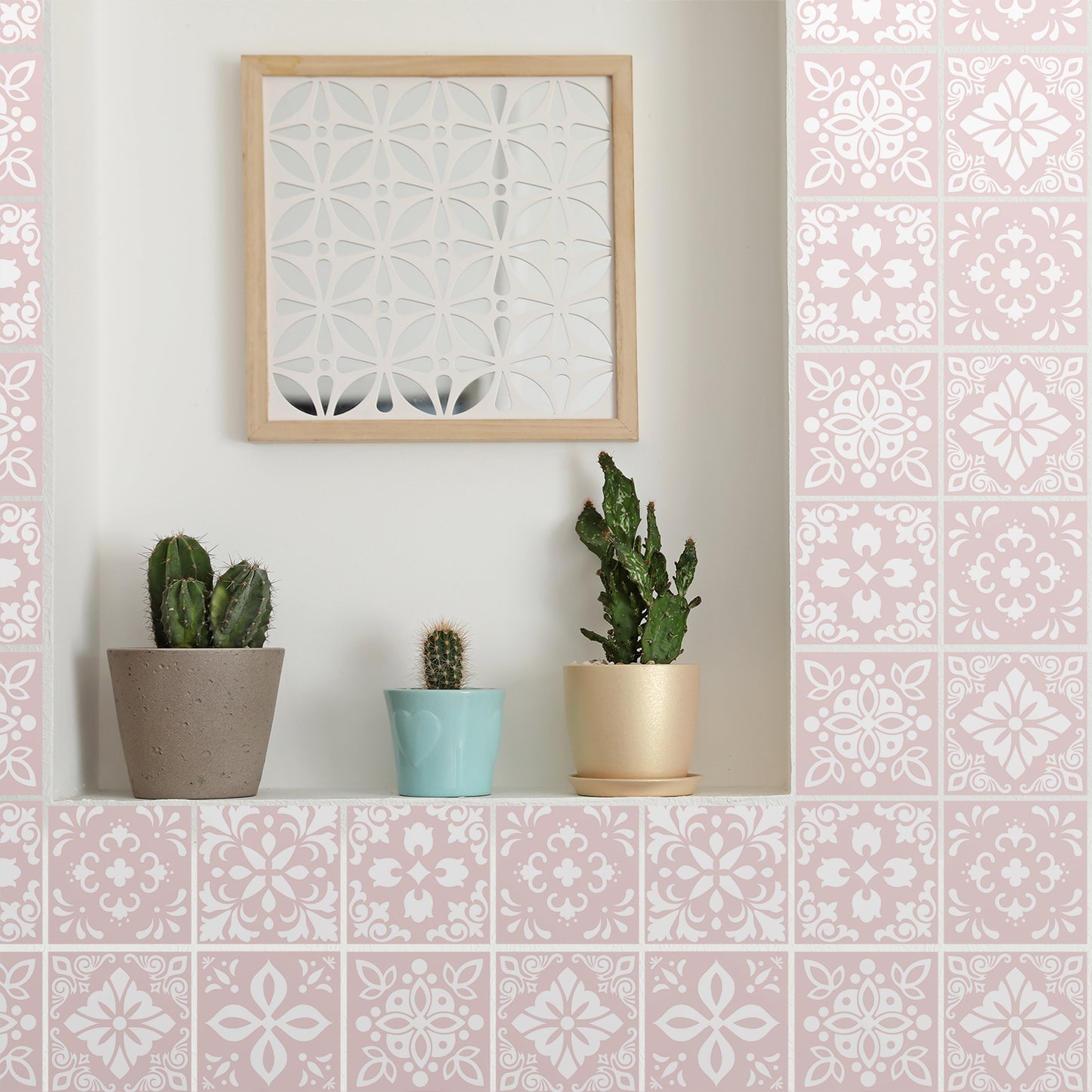 WT1559 - Sevilla Light Pink Spanish Wall Tile Sticker Set - 15 cm x 15 cm - 24 pcs