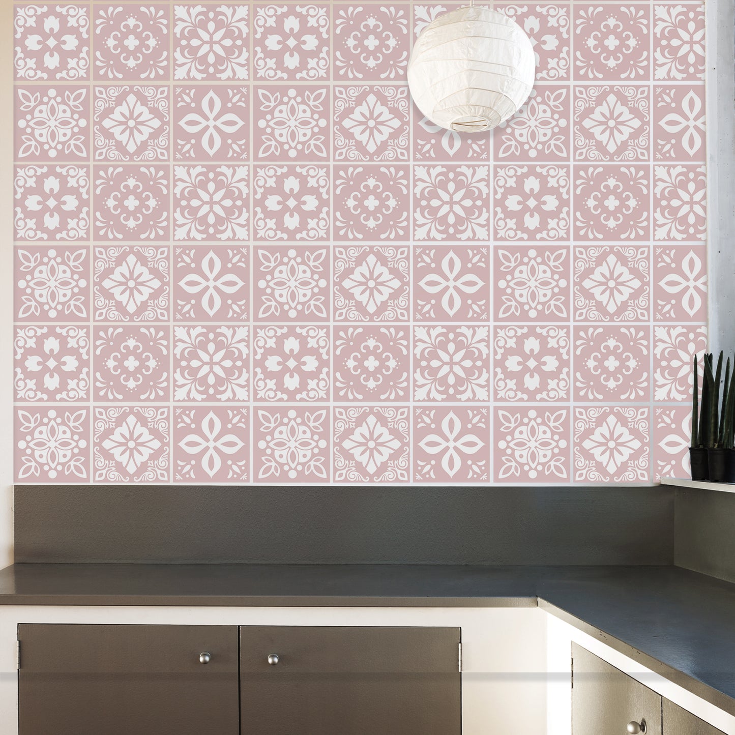 WT1559 - Sevilla Light Pink Spanish Wall Tile Sticker Set - 15 cm x 15 cm - 24 pcs