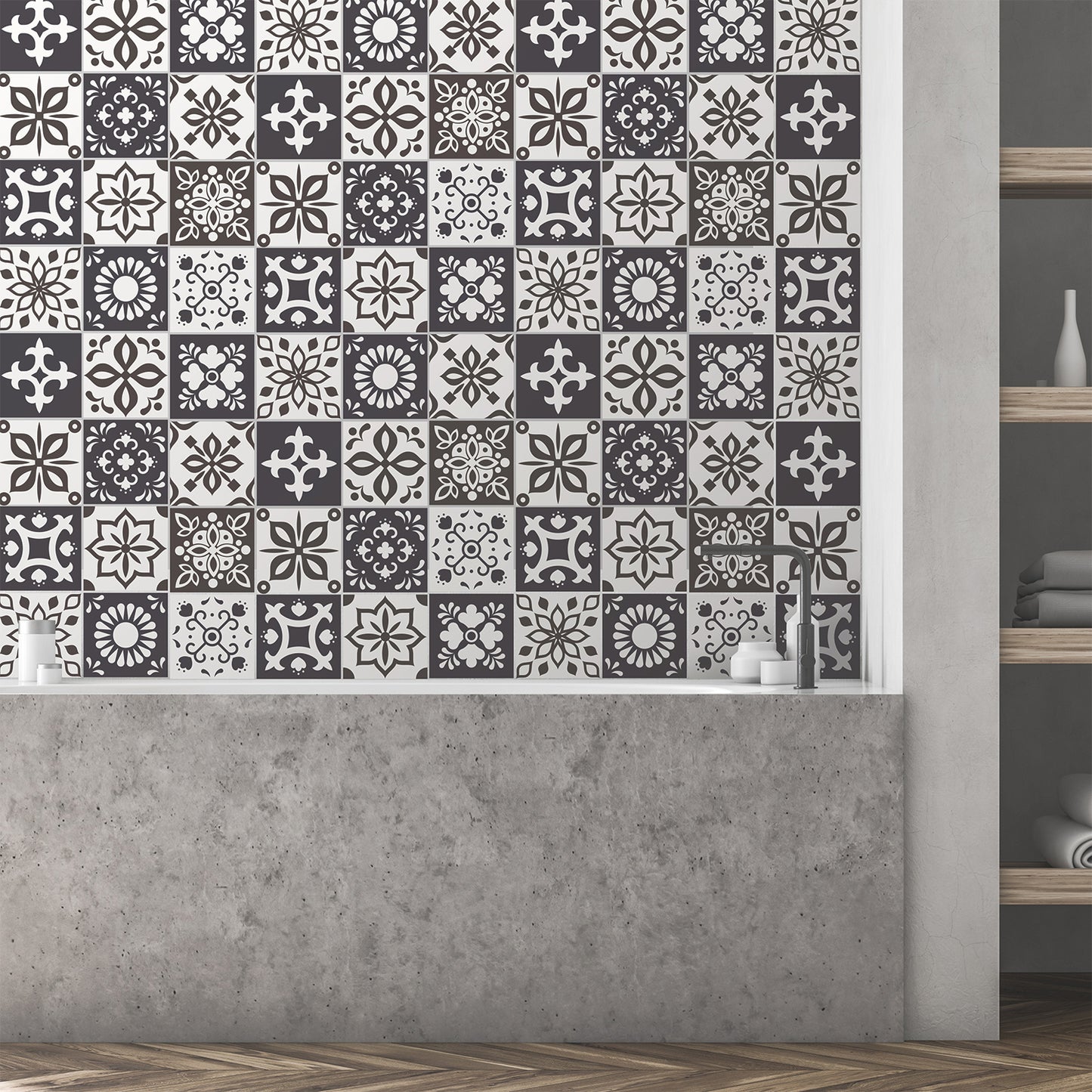 WT1560 - Marjorelle Moroccan Wall Tile Sticker Set - 15 cm x 15 cm - 24 pcs