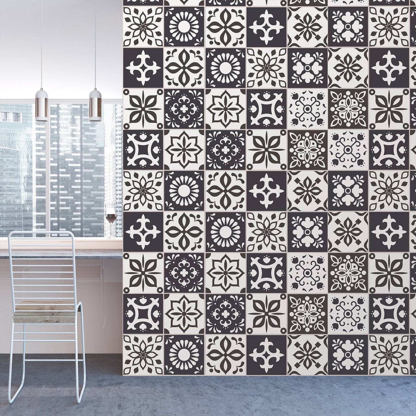 WT1560 - Marjorelle Moroccan Wall Tile Sticker Set - 15 cm x 15 cm - 24 pcs
