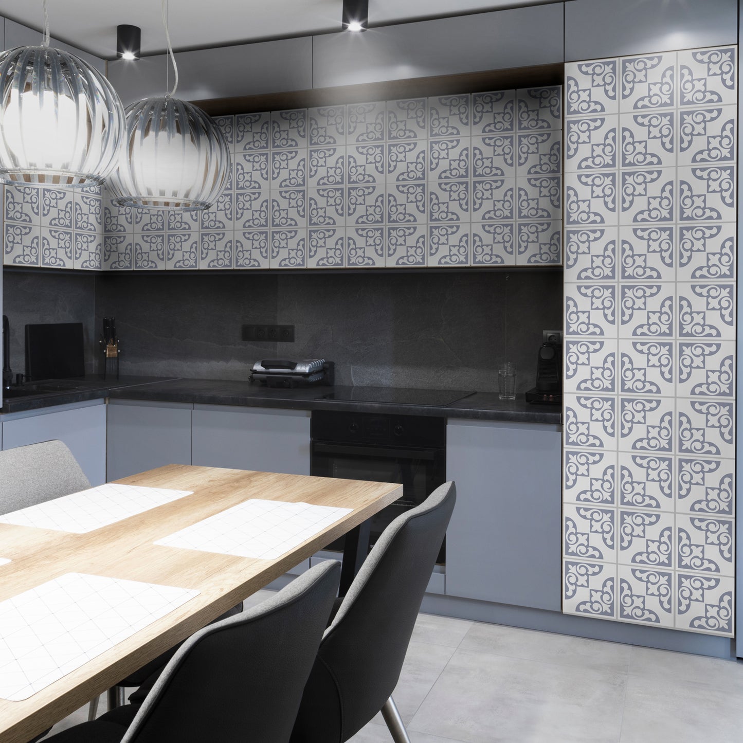 WT1578 - Osborne Monocromatic Light Grey Victorian Wall Tile Sticker Set - 15 x 15 cm (6 x 6 in) - 24 pcs