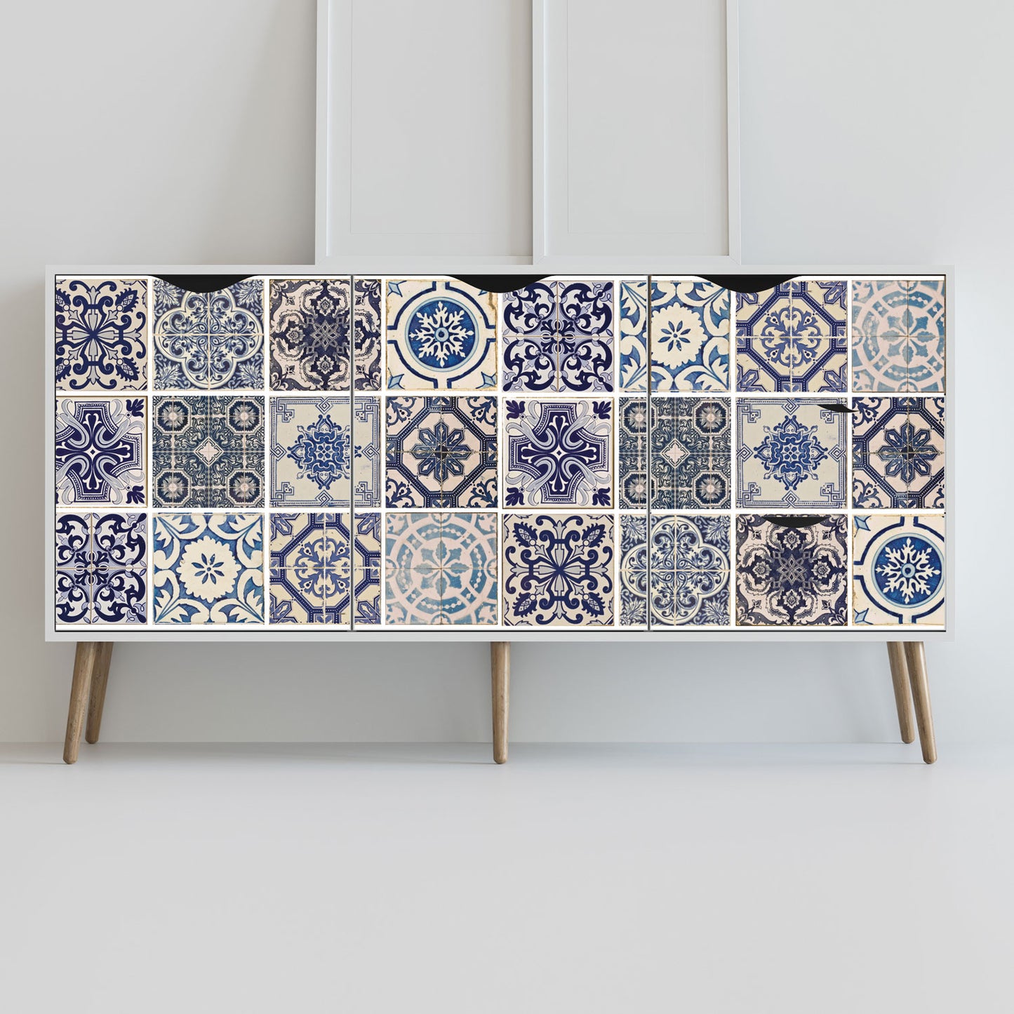 WT1584 - Malaga Spanish Blue Wall Tile Sticker Set - 15 x 15 cm (6 x 6 in) - 24 pcs