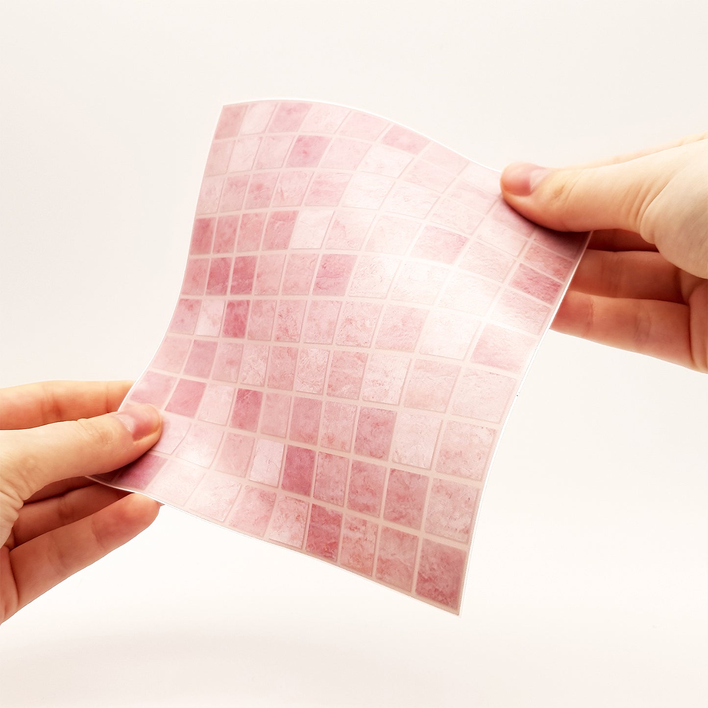 WT1590 - Vintage Pink Marble Mosaic Wall Tile Sticker Set - 15 x 15 cm (6 x 6 in) - 24 pcs