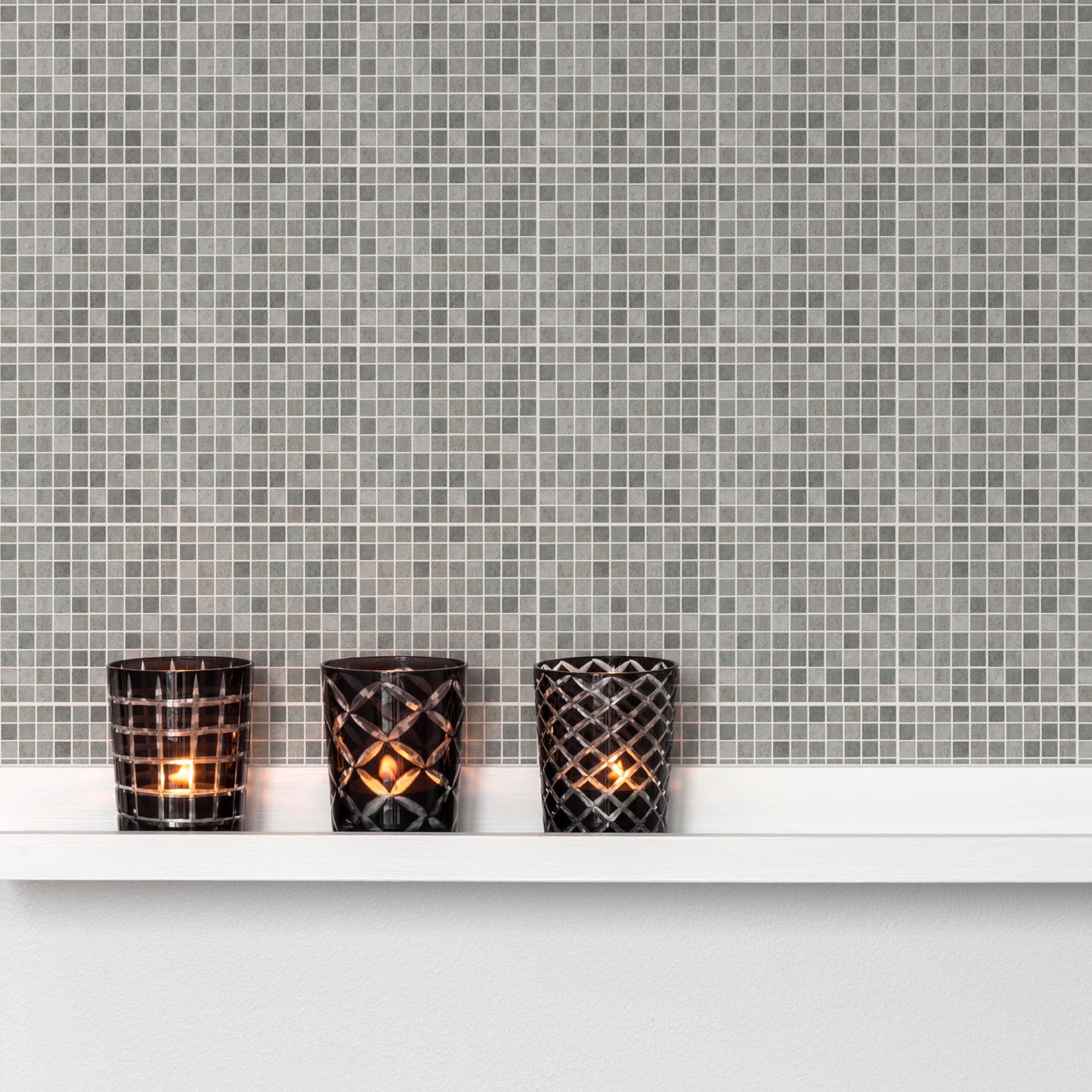 WT1591 - Natural Grey Limestone Mosaic Wall Tile Sticker Set - 15 x 15 cm (6 x 6 in) - 24 pcs