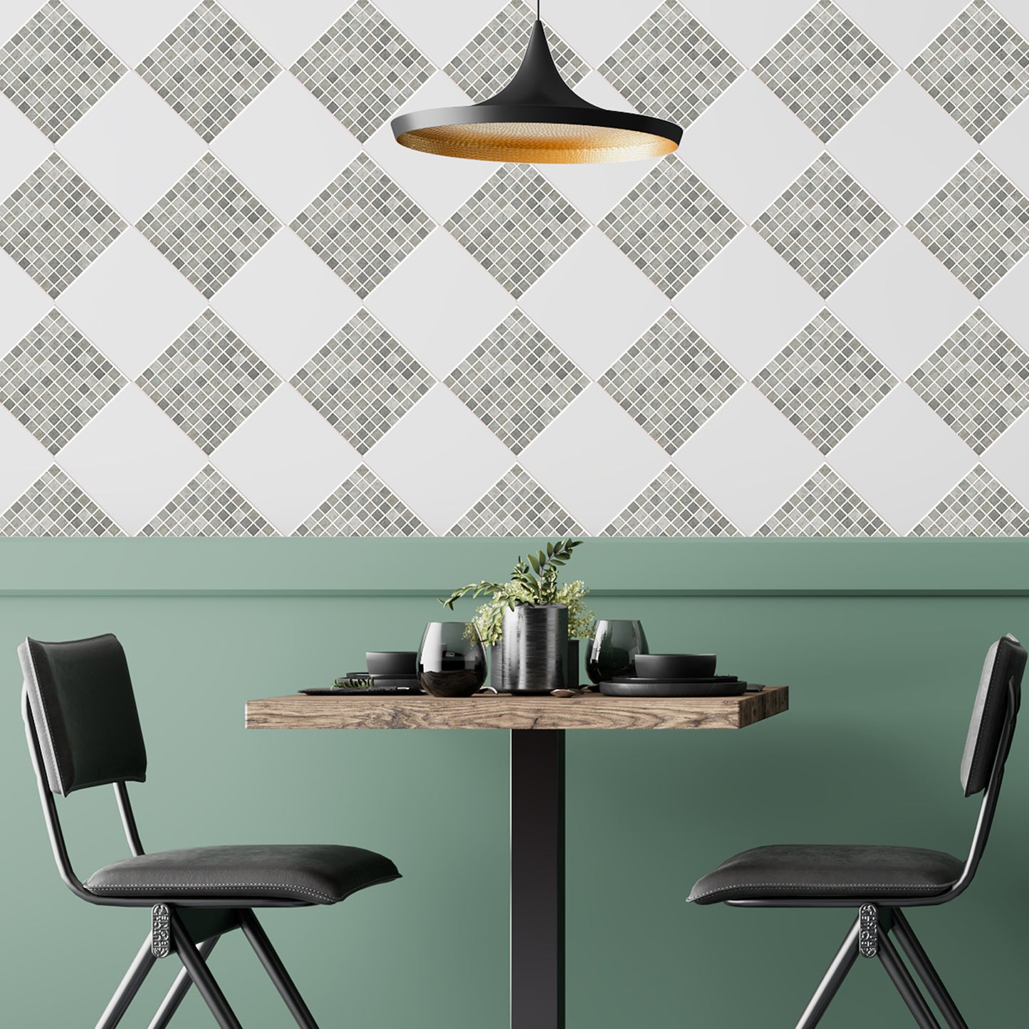 WT1591 - Natural Grey Limestone Mosaic Wall Tile Sticker Set - 15 x 15 cm (6 x 6 in) - 24 pcs