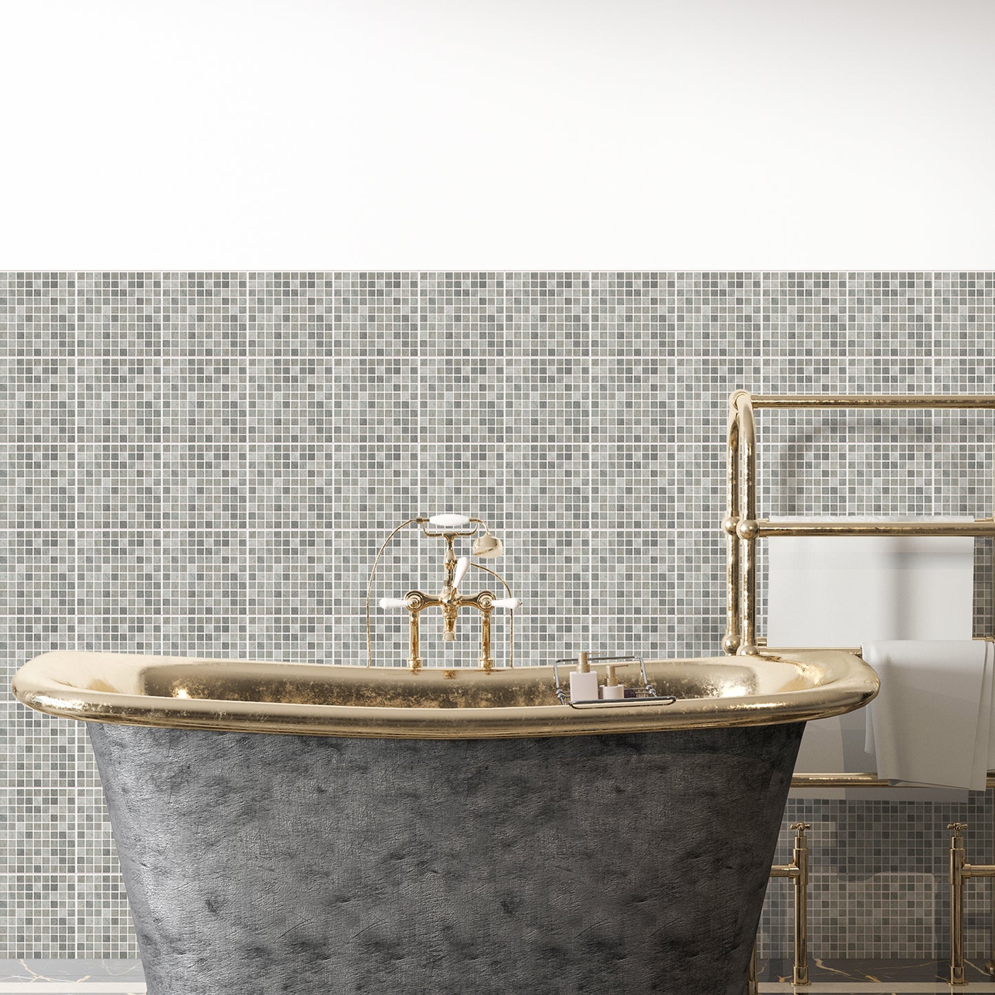 WT1591 - Natural Grey Limestone Mosaic Wall Tile Sticker Set - 15 x 15 cm (6 x 6 in) - 24 pcs