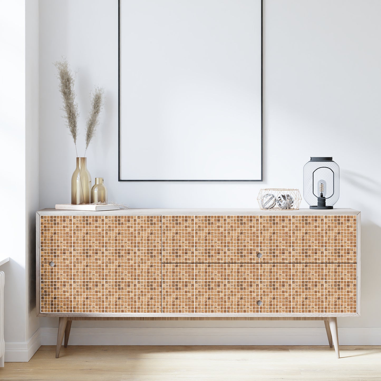 WT1592 - Triana Marble Brown and Cream Mosaic Wall Tile Sticker Set - 15 x 15 cm (6 x 6 in) - 24 pcs