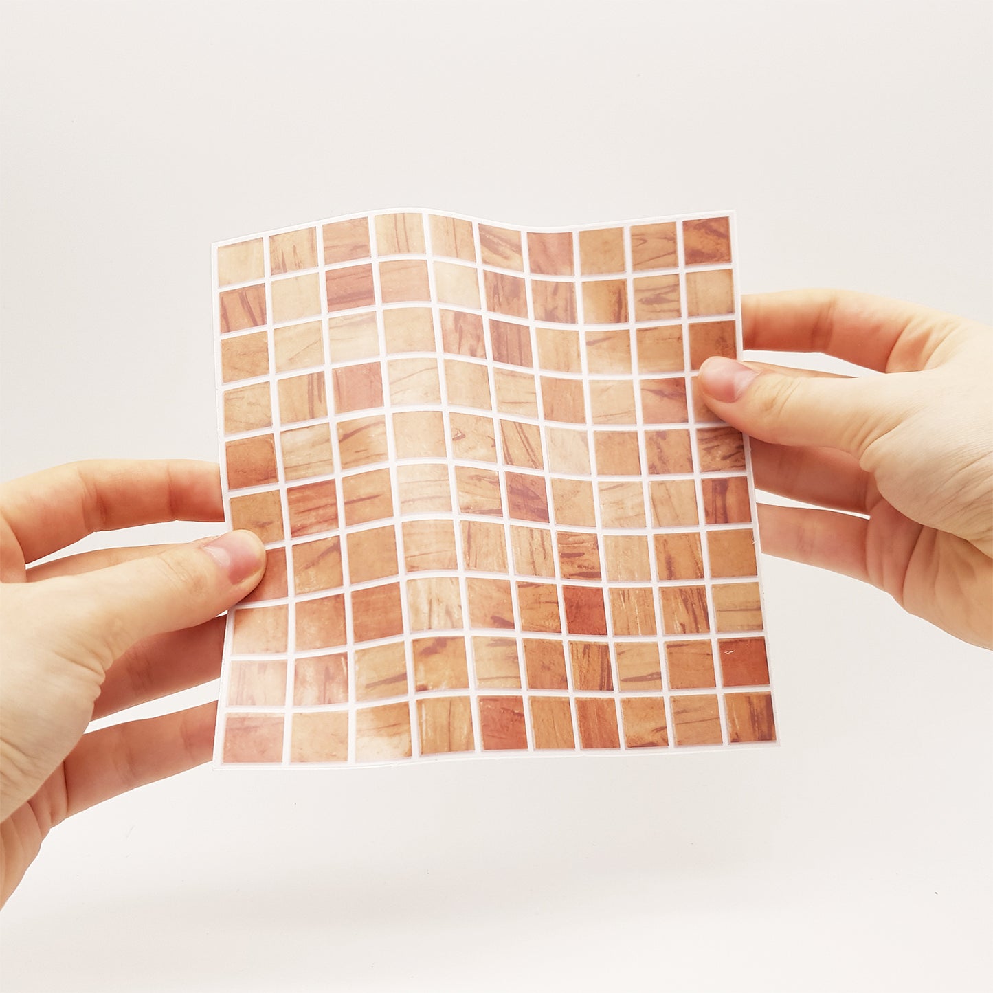 WT1592 - Triana Marble Brown and Cream Mosaic Wall Tile Sticker Set - 15 x 15 cm (6 x 6 in) - 24 pcs
