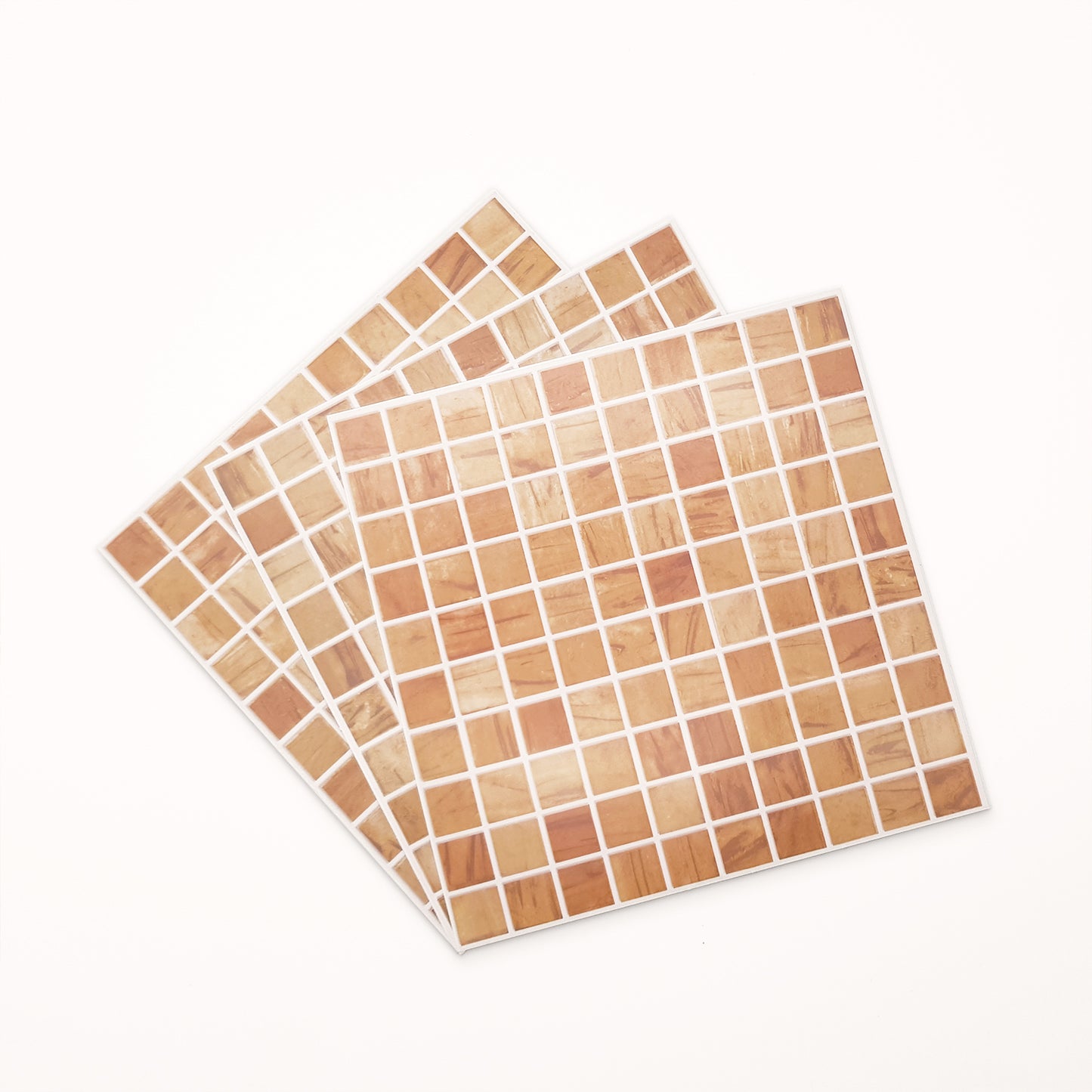 WT1592 - Triana Marble Brown and Cream Mosaic Wall Tile Sticker Set - 15 x 15 cm (6 x 6 in) - 24 pcs