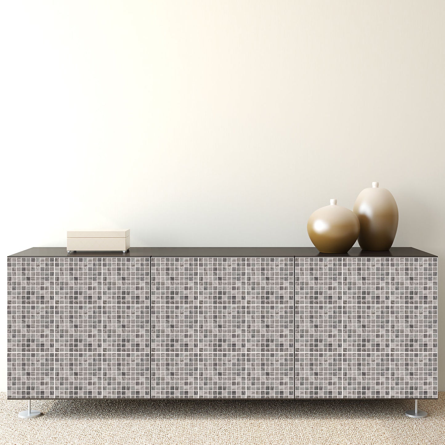 WT1593 - Picasso Grey Marble Mosaic Wall Tile Sticker Set - 15 x 15 cm (6 x 6 in) - 24 pcs