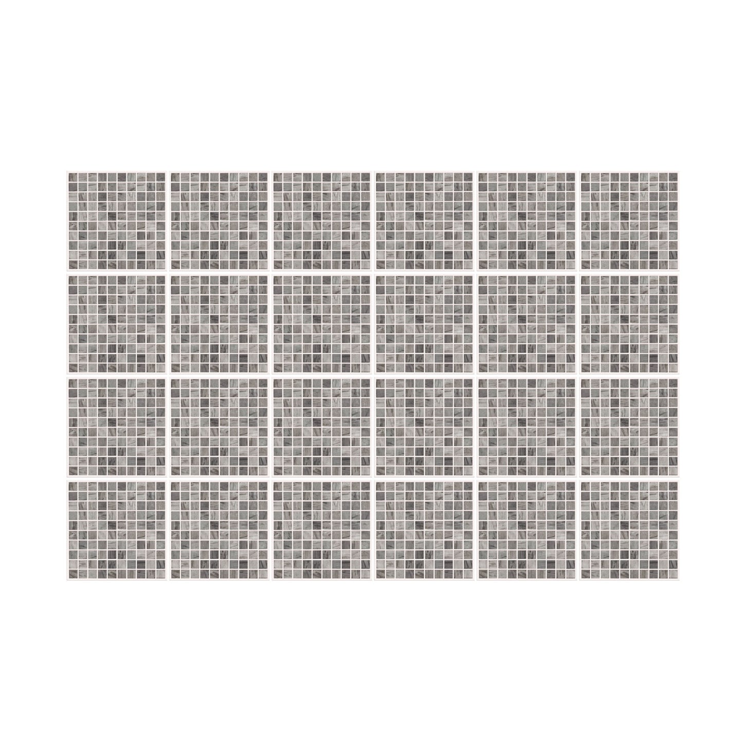 WT1593 - Picasso Grey Marble Mosaic Wall Tile Sticker Set - 15 x 15 cm (6 x 6 in) - 24 pcs