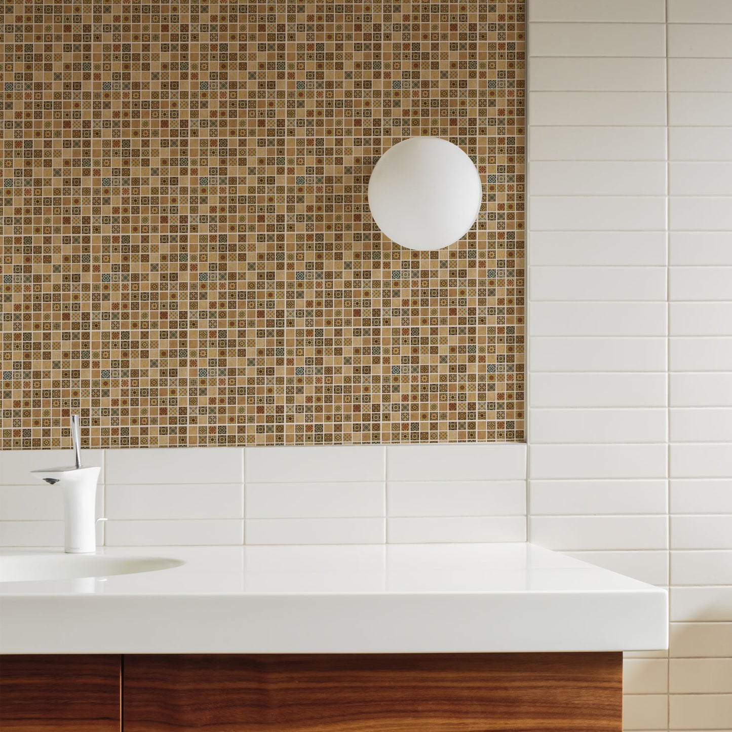 WT1594 - Antique Brown Azulejo Mosaic Wall Tile Sticker Set - 15 x 15 cm (6 x 6 in) - 24 pcs
